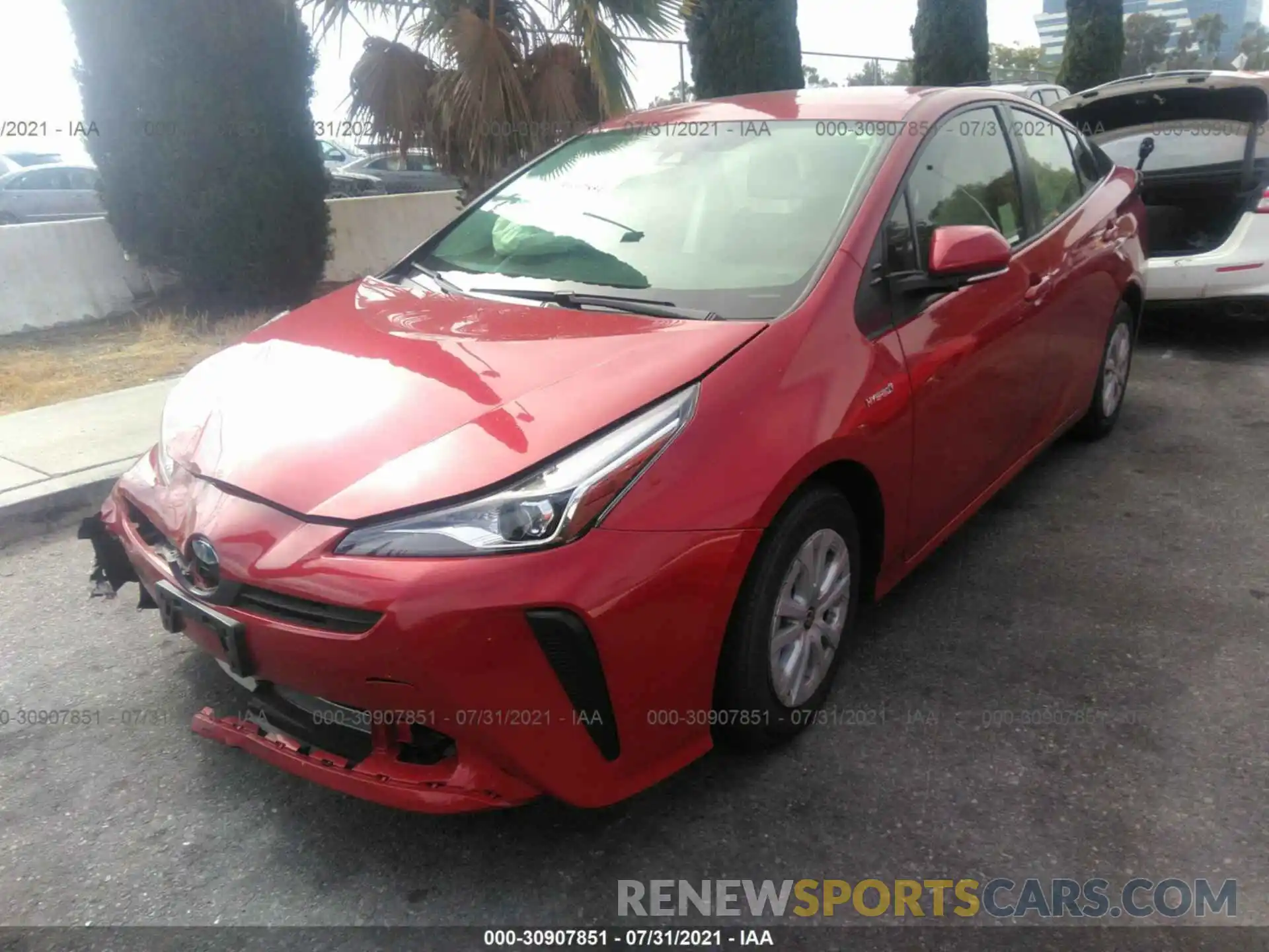 2 Photograph of a damaged car JTDKARFU4K3093613 TOYOTA PRIUS 2019