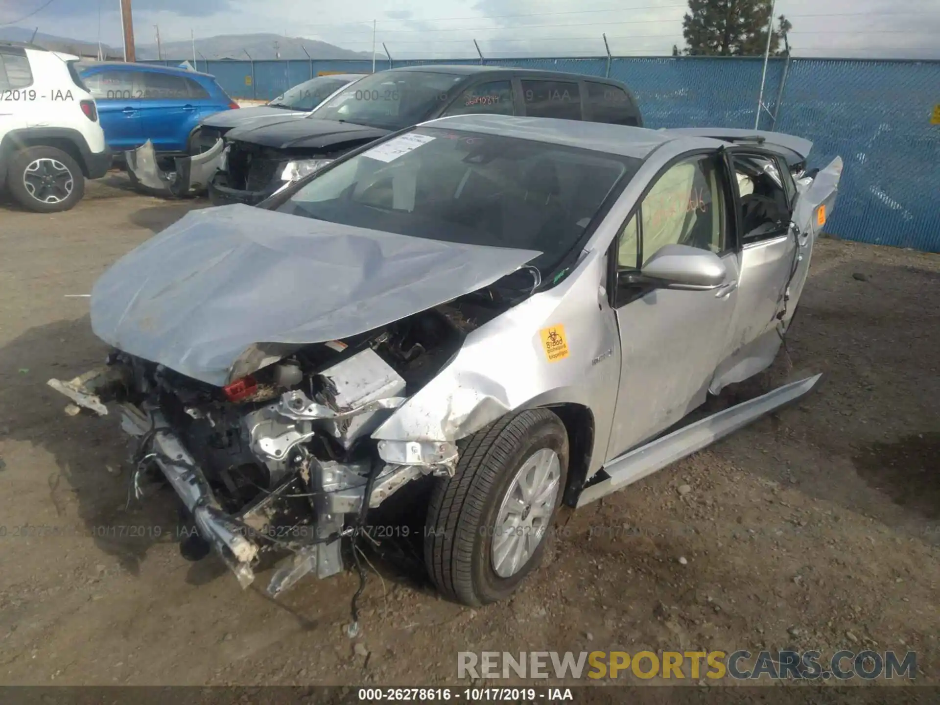 2 Photograph of a damaged car JTDKARFU5K3072026 TOYOTA PRIUS 2019