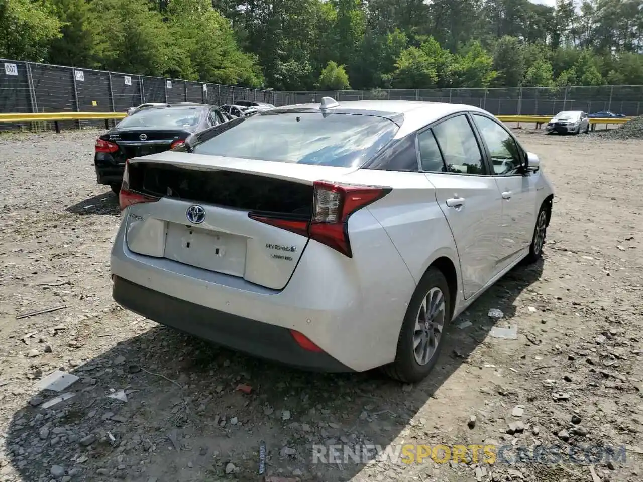 4 Photograph of a damaged car JTDKARFU5K3072835 TOYOTA PRIUS 2019