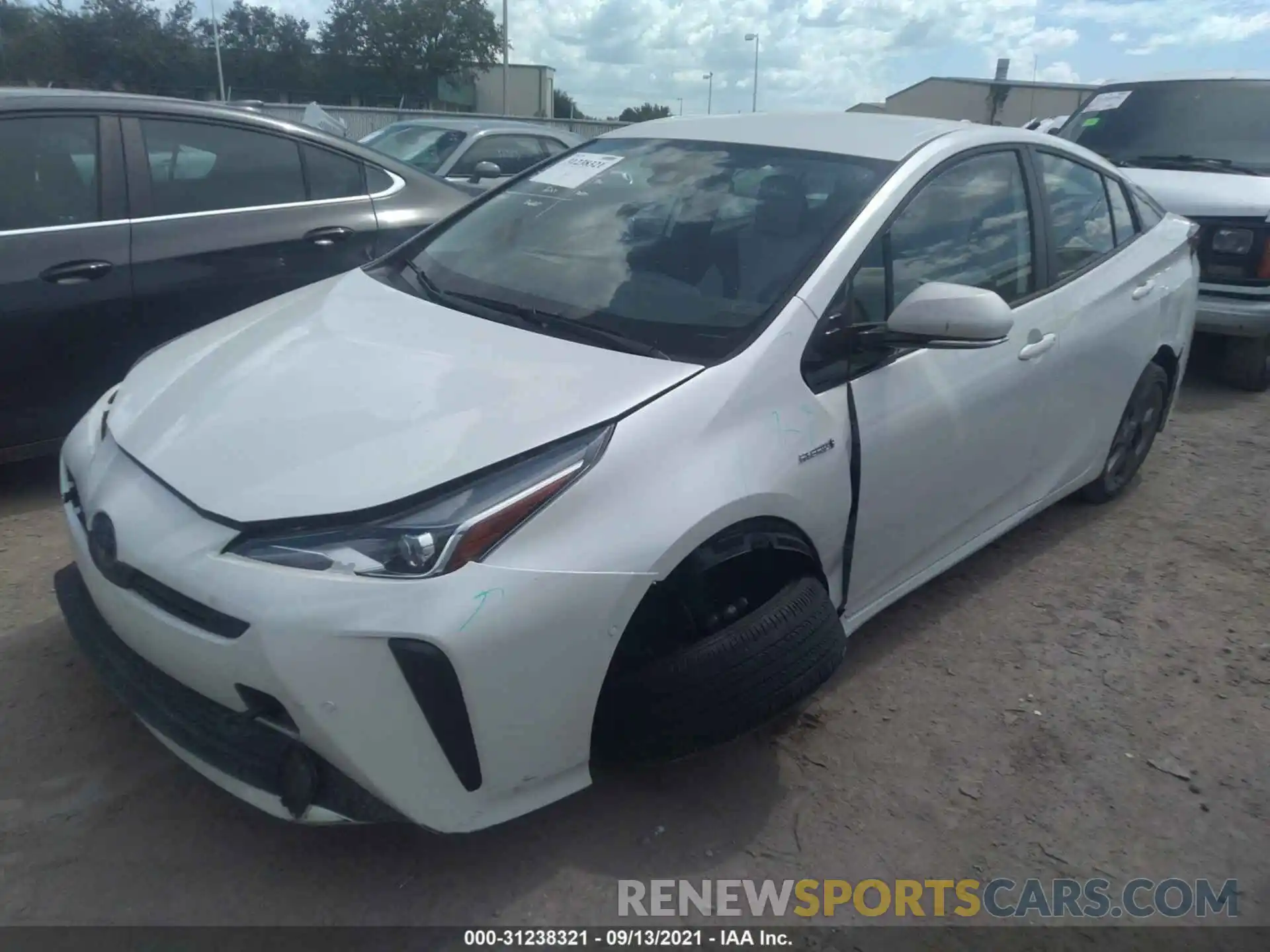 2 Photograph of a damaged car JTDKARFU5K3073838 TOYOTA PRIUS 2019