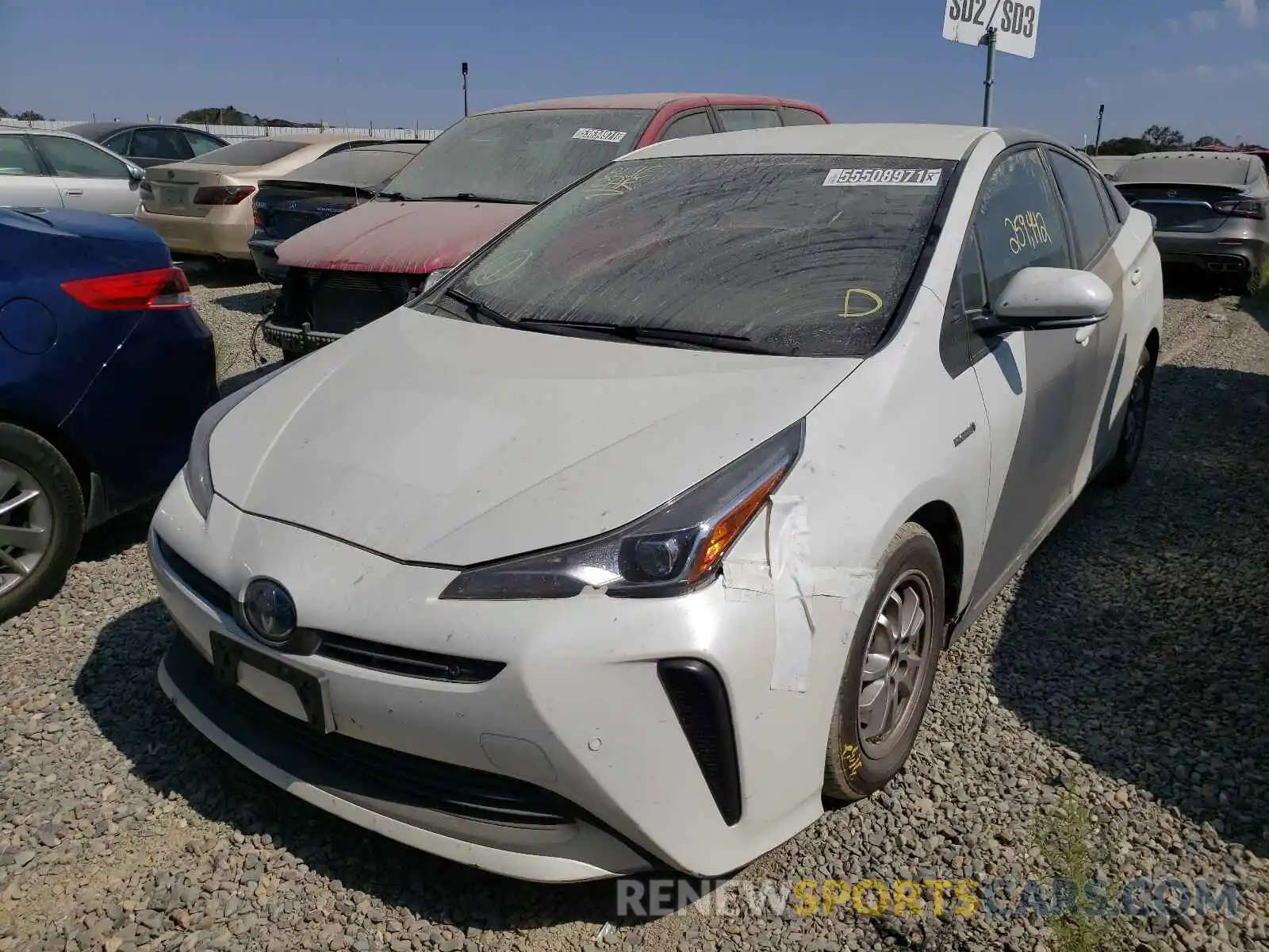 2 Photograph of a damaged car JTDKARFU5K3077114 TOYOTA PRIUS 2019