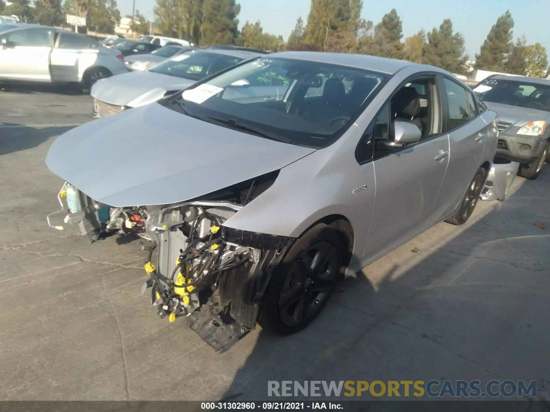 2 Photograph of a damaged car JTDKARFU5K3079722 TOYOTA PRIUS 2019