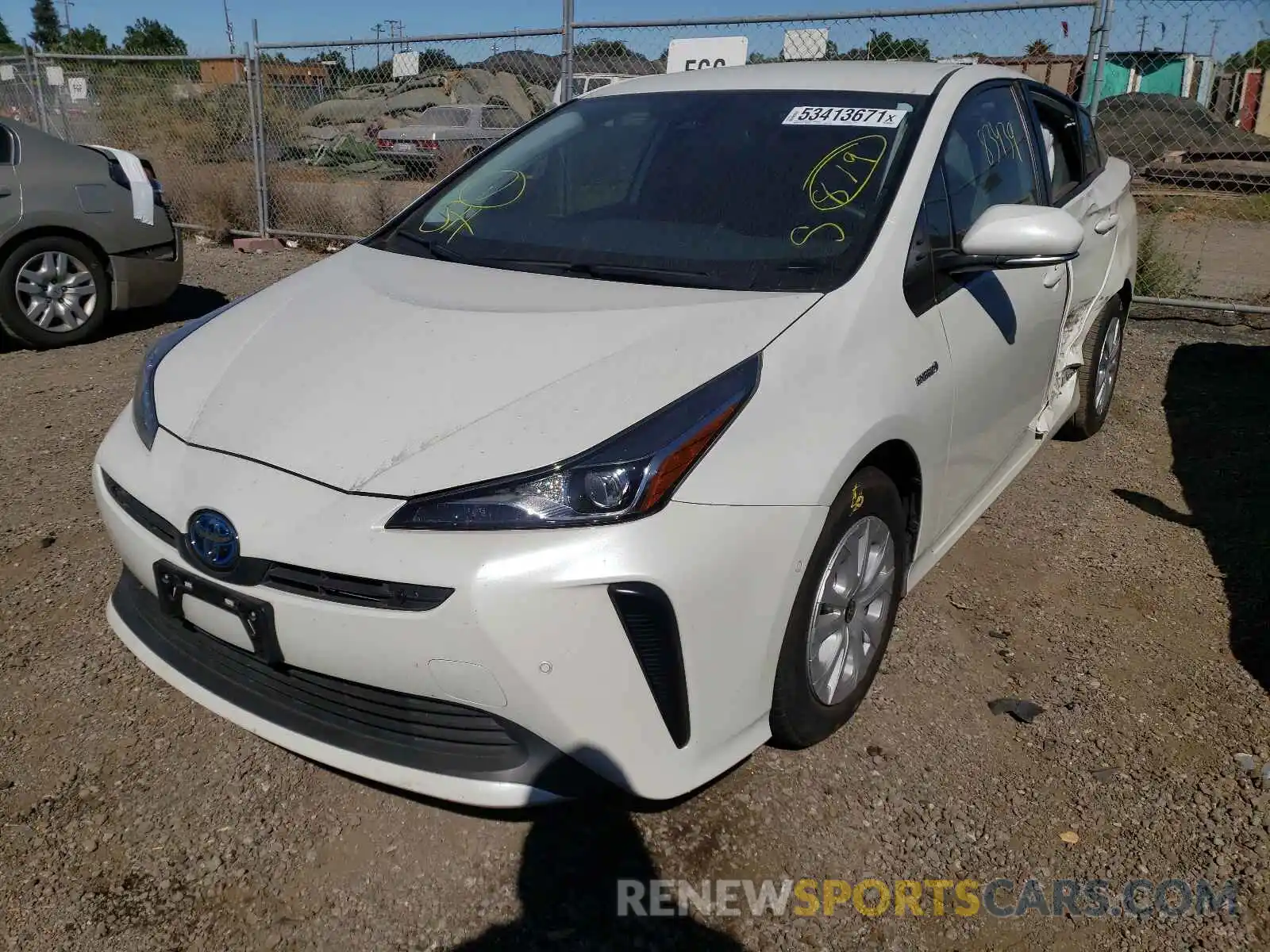 2 Photograph of a damaged car JTDKARFU5K3082555 TOYOTA PRIUS 2019