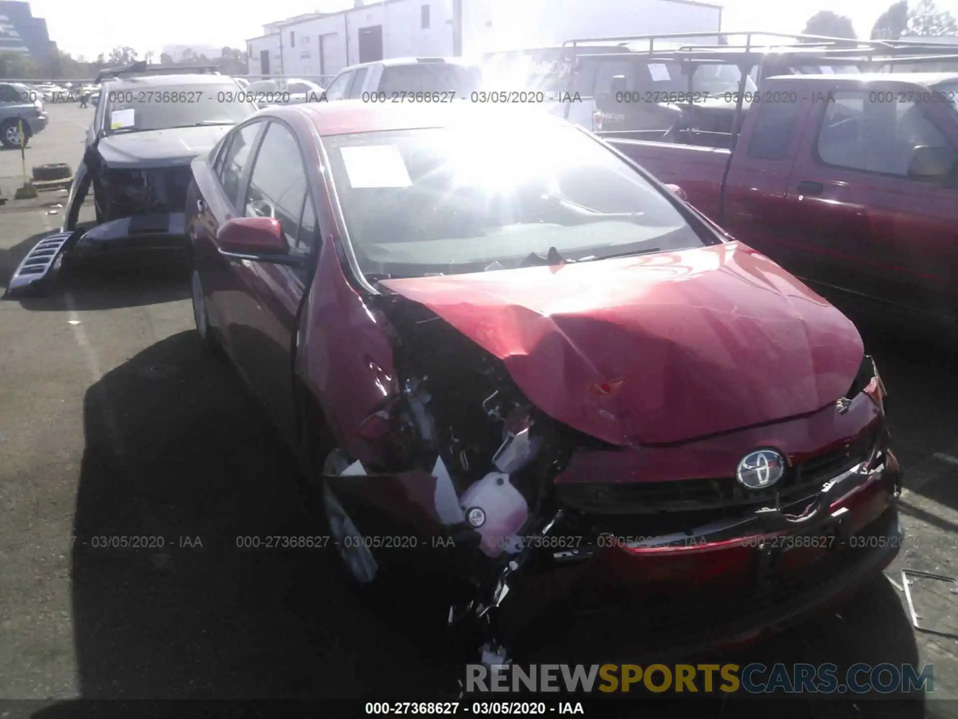 1 Photograph of a damaged car JTDKARFU5K3082667 TOYOTA PRIUS 2019