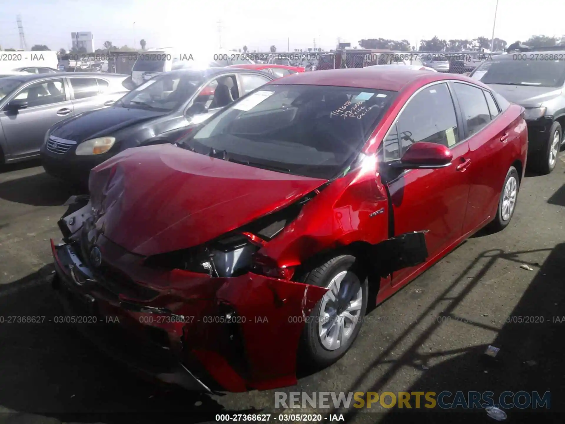 2 Photograph of a damaged car JTDKARFU5K3082667 TOYOTA PRIUS 2019