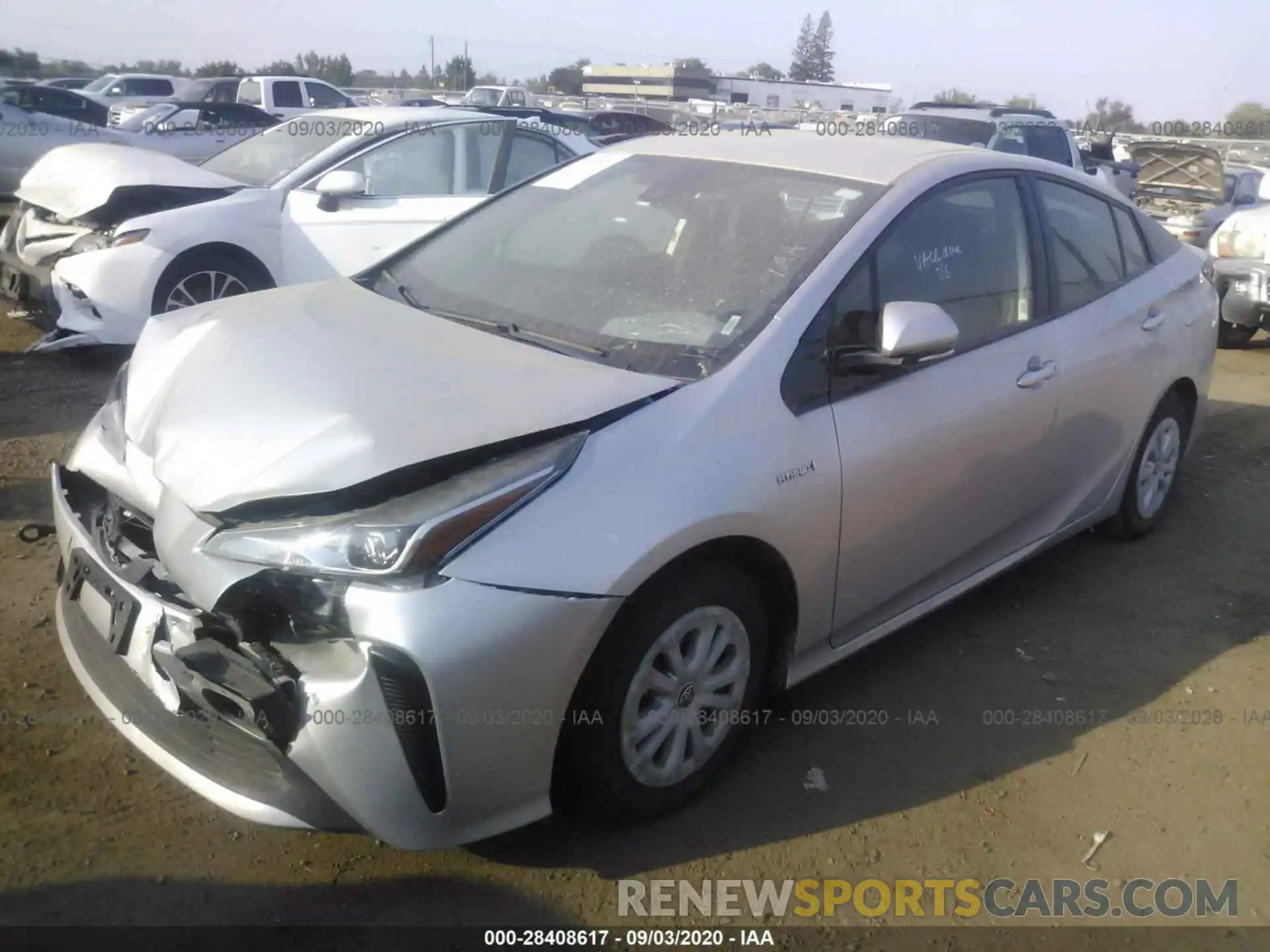 2 Photograph of a damaged car JTDKARFU5K3087528 TOYOTA PRIUS 2019