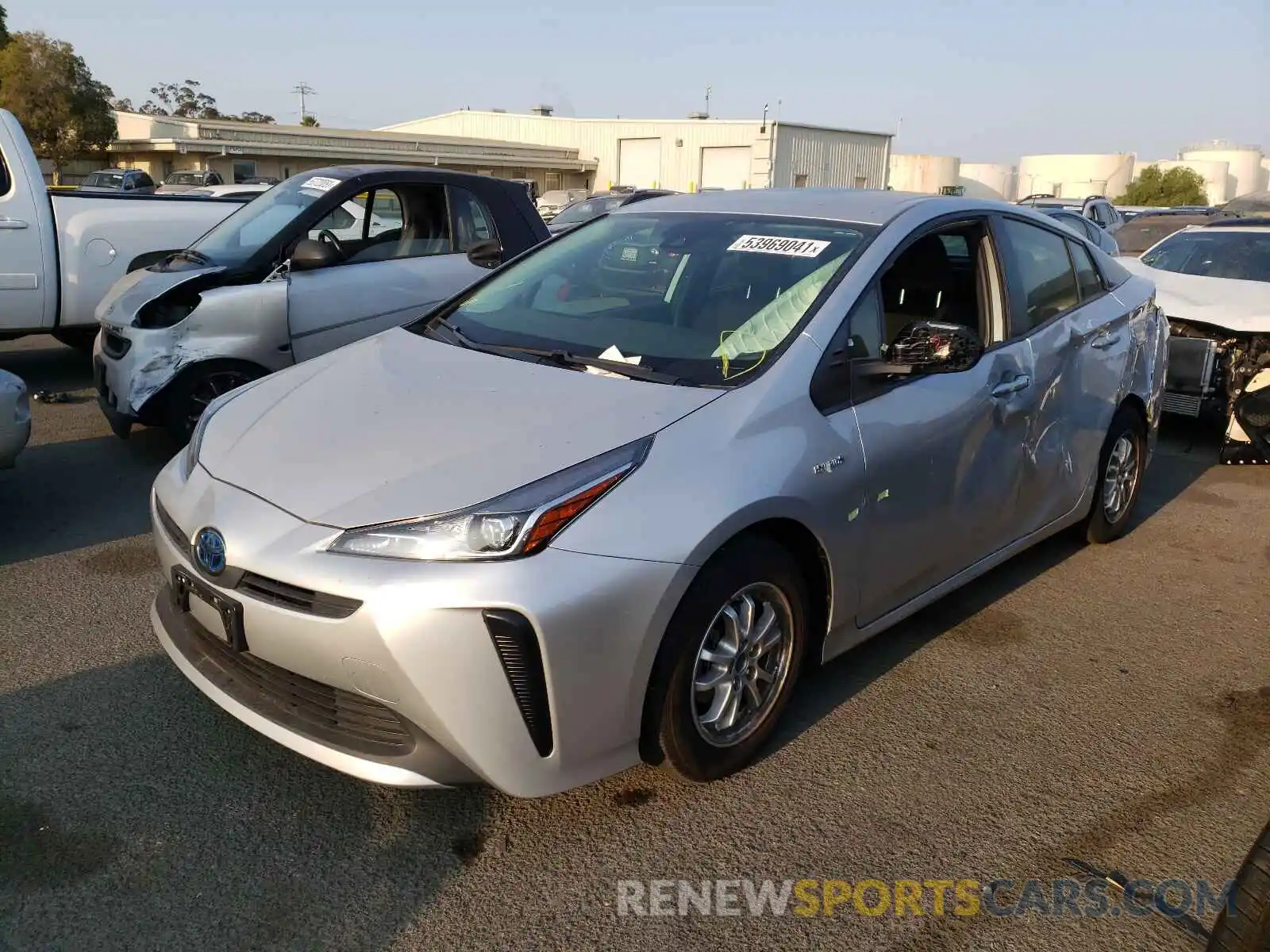 2 Photograph of a damaged car JTDKARFU5K3092955 TOYOTA PRIUS 2019