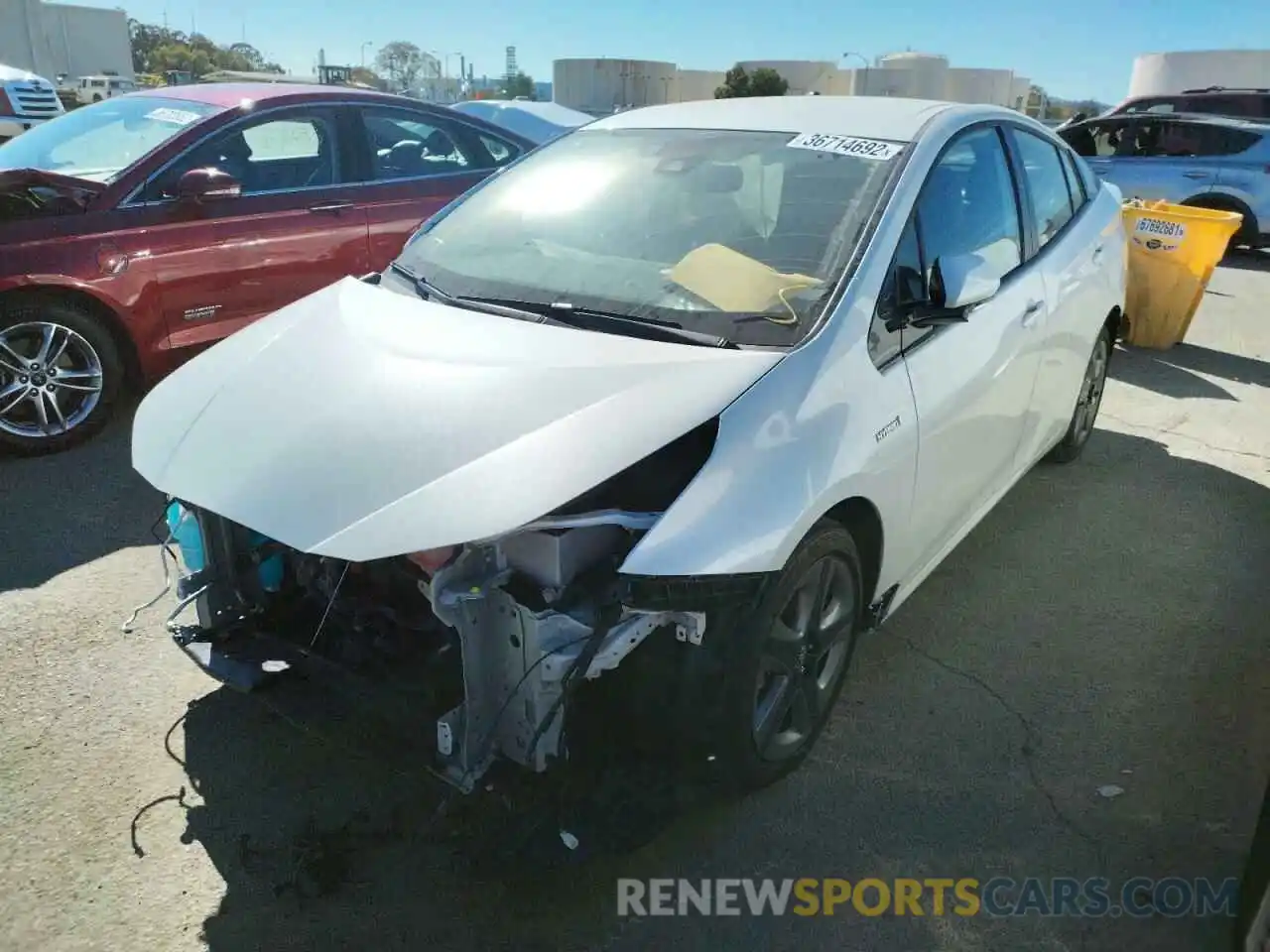 2 Photograph of a damaged car JTDKARFU5K3093359 TOYOTA PRIUS 2019