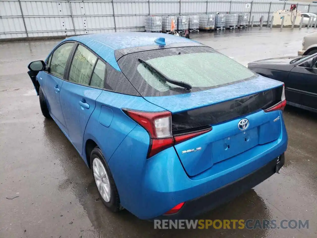 3 Photograph of a damaged car JTDKARFU5K3099467 TOYOTA PRIUS 2019