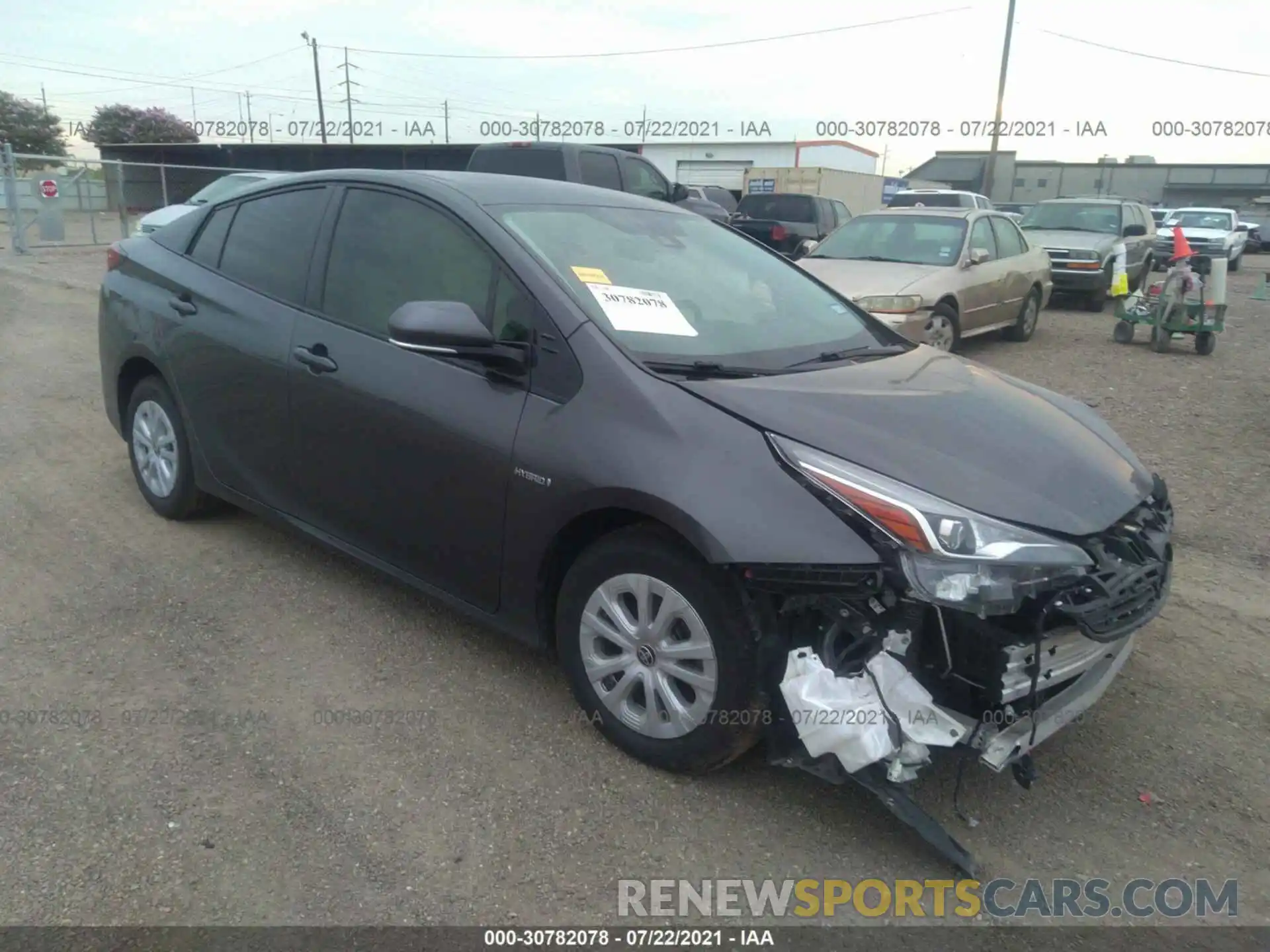 1 Photograph of a damaged car JTDKARFU6K3073332 TOYOTA PRIUS 2019