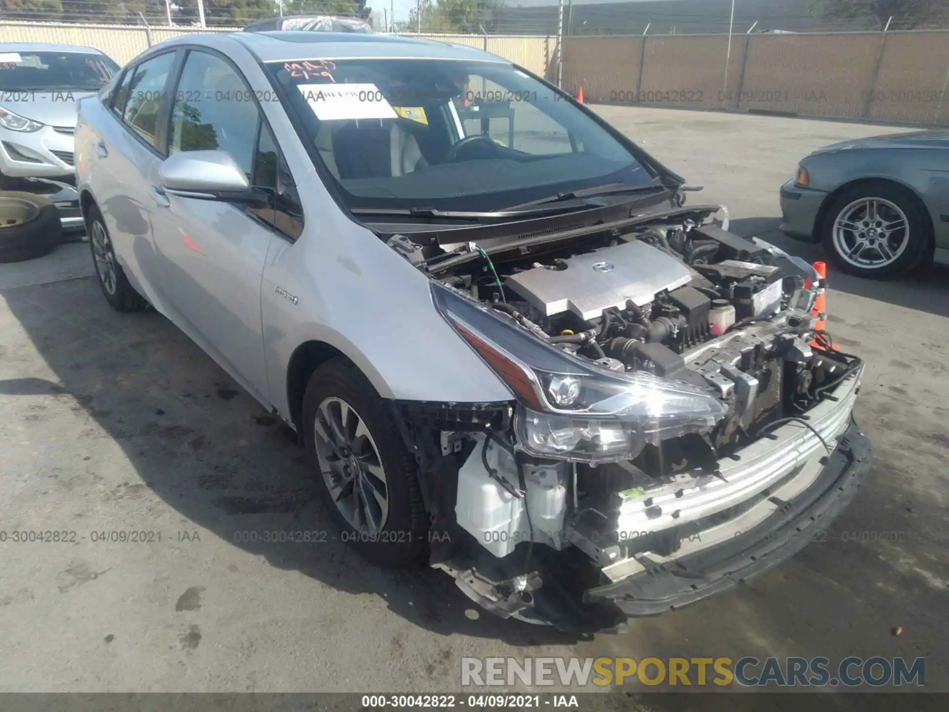 1 Photograph of a damaged car JTDKARFU6K3075016 TOYOTA PRIUS 2019