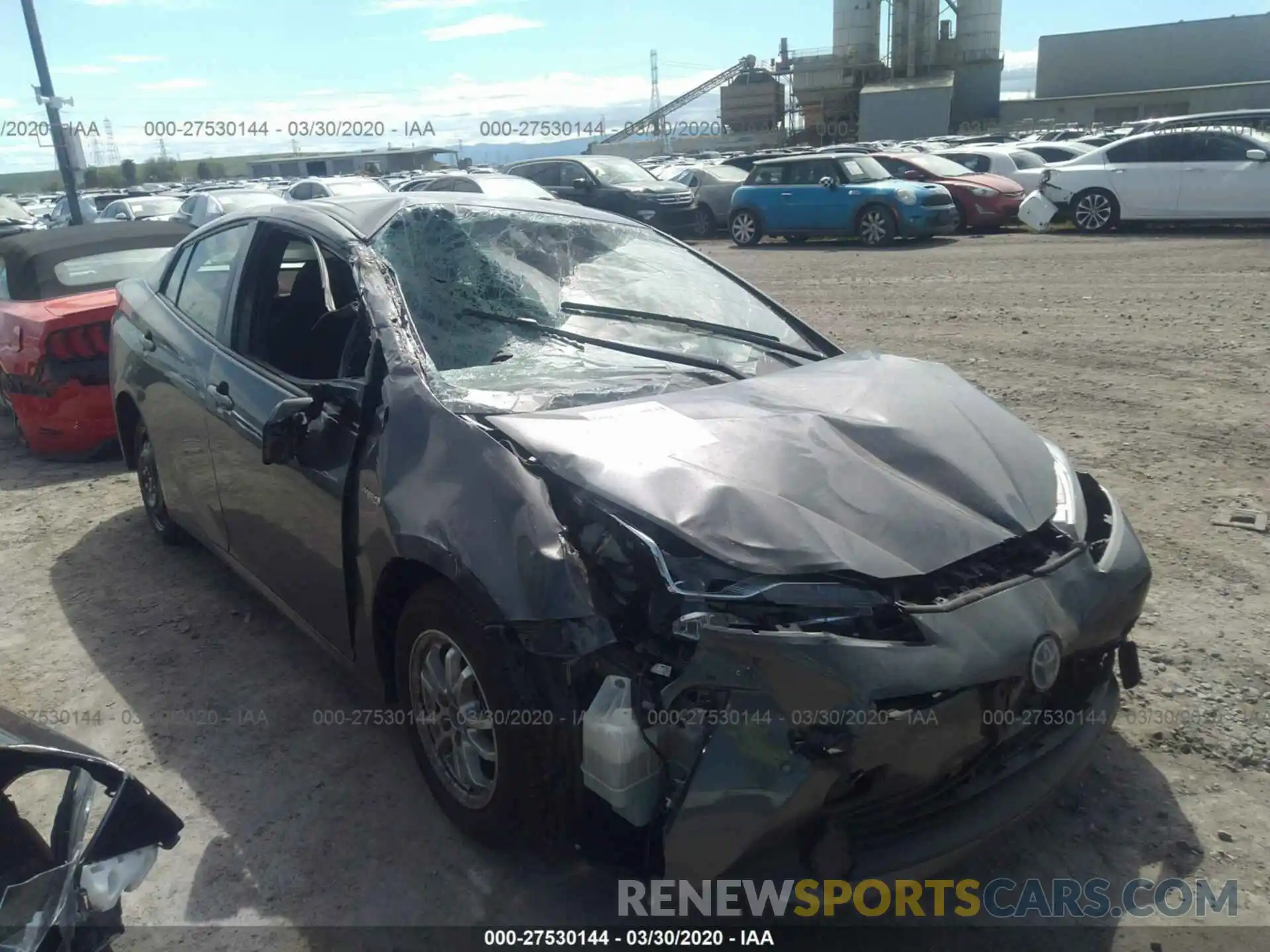 1 Photograph of a damaged car JTDKARFU6K3075646 TOYOTA PRIUS 2019