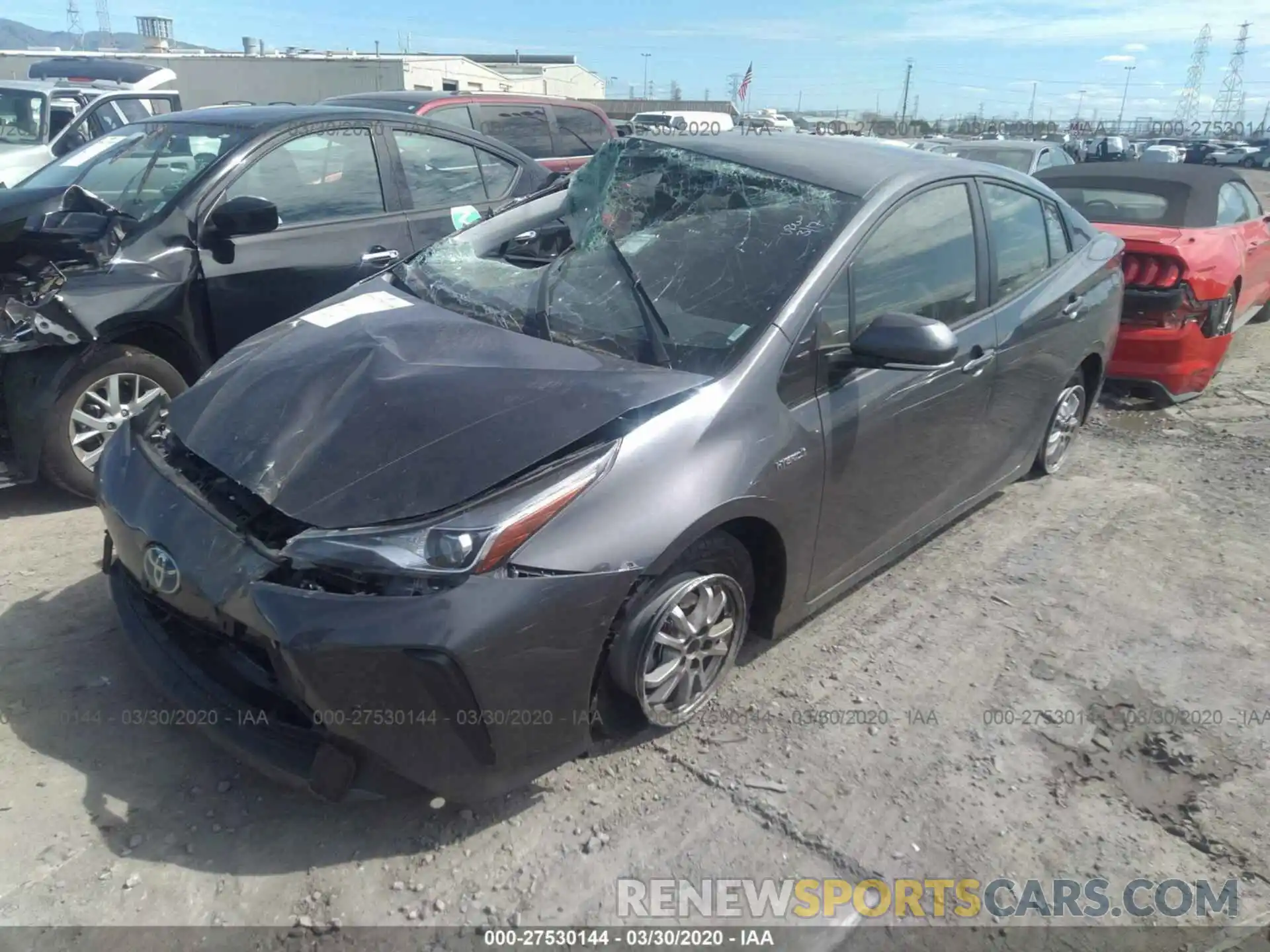 2 Photograph of a damaged car JTDKARFU6K3075646 TOYOTA PRIUS 2019