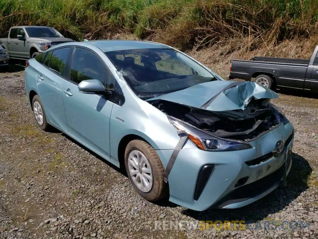 1 Photograph of a damaged car JTDKARFU6K3080541 TOYOTA PRIUS 2019