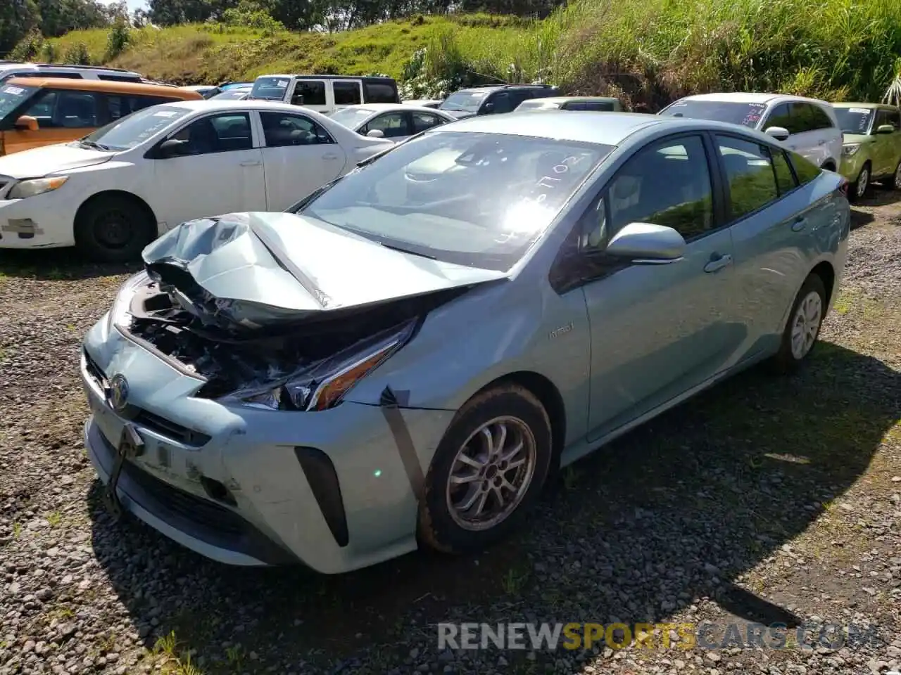 2 Photograph of a damaged car JTDKARFU6K3080541 TOYOTA PRIUS 2019