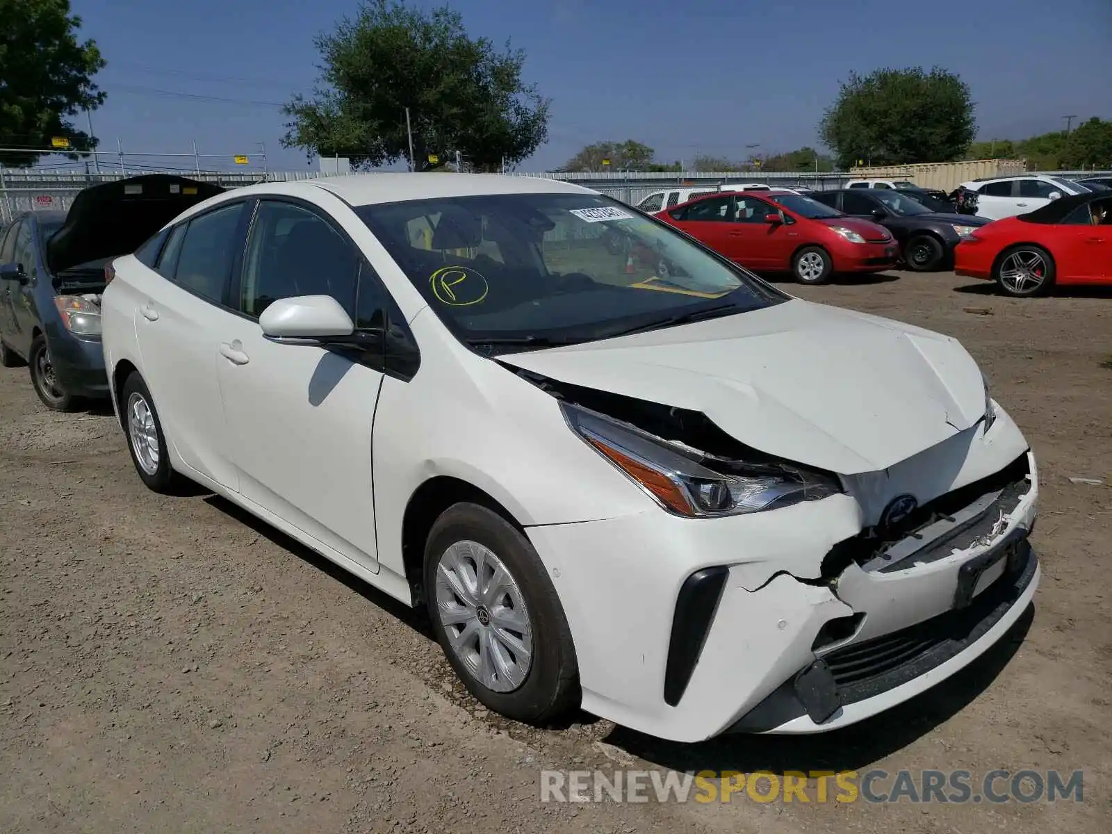 1 Photograph of a damaged car JTDKARFU6K3083374 TOYOTA PRIUS 2019