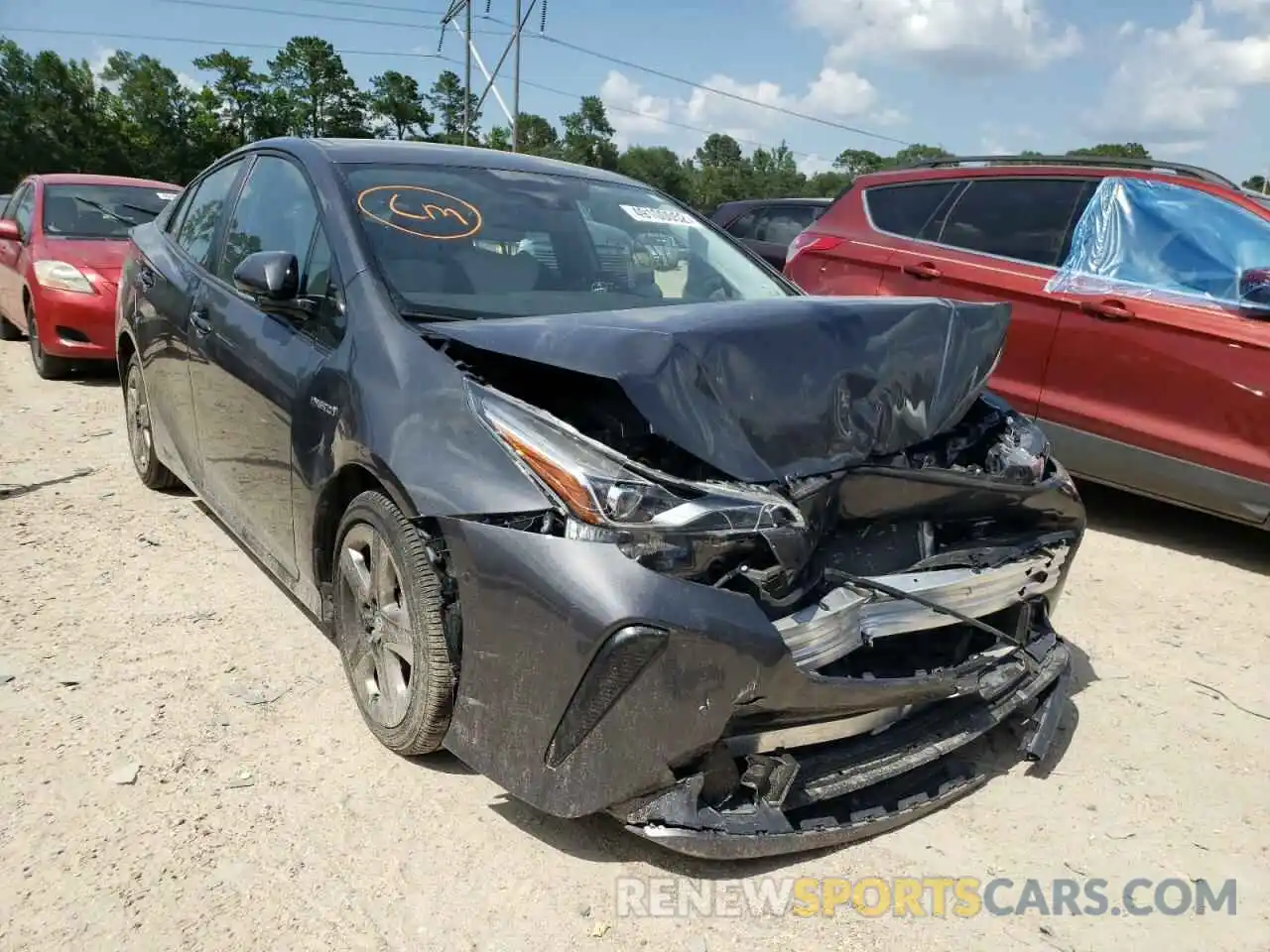 1 Photograph of a damaged car JTDKARFU6K3083438 TOYOTA PRIUS 2019