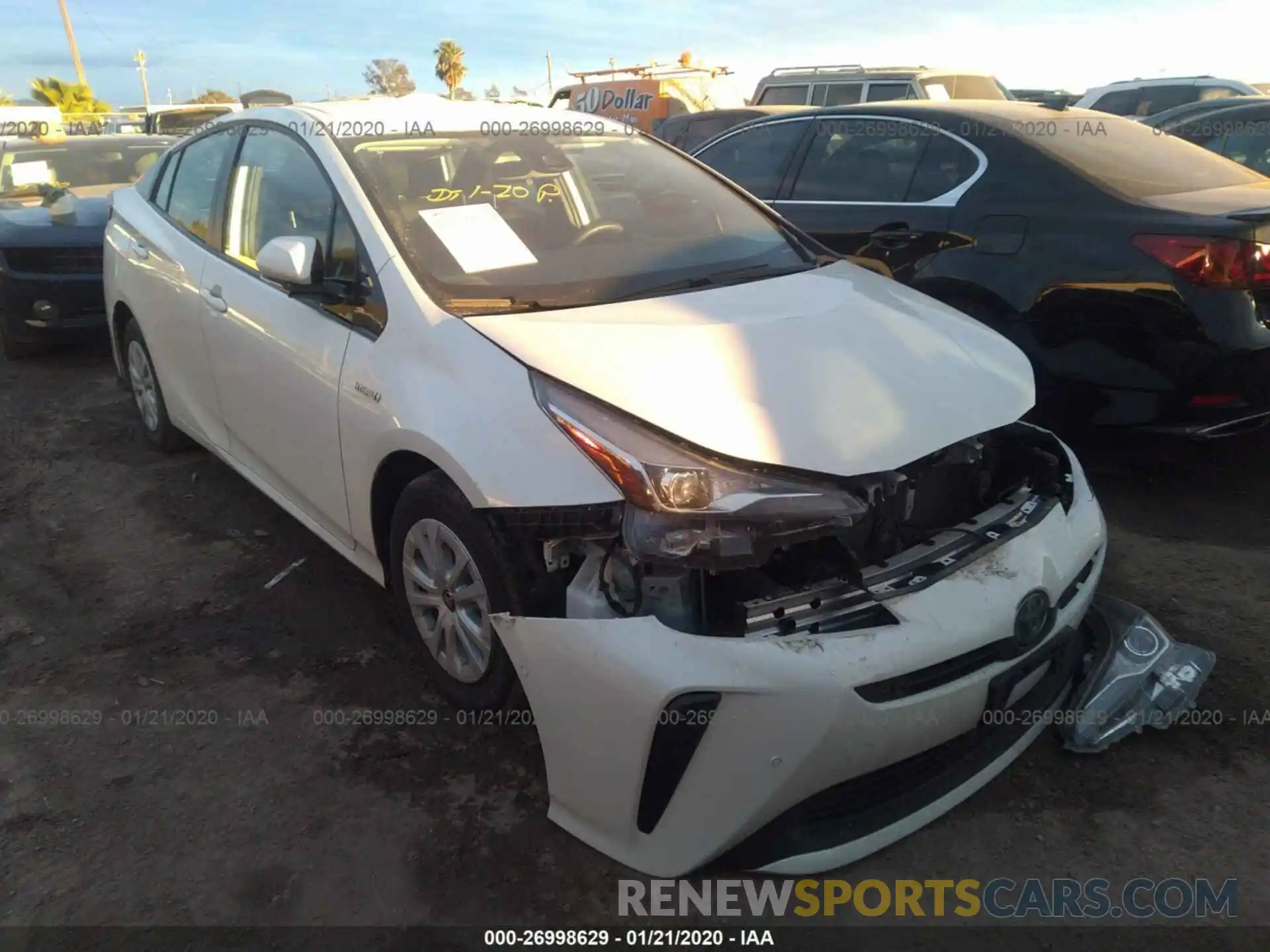 1 Photograph of a damaged car JTDKARFU6K3086310 TOYOTA PRIUS 2019