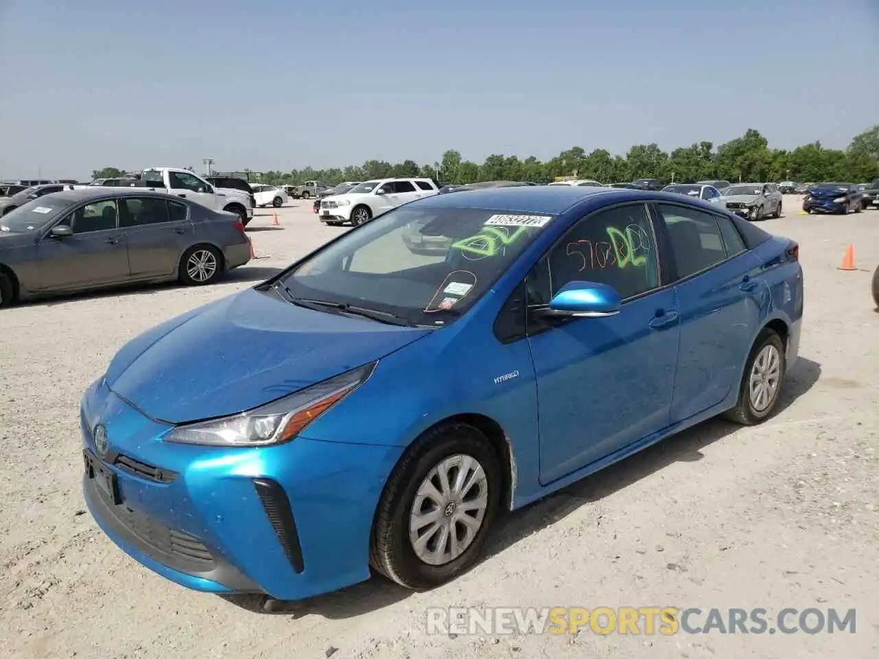 2 Photograph of a damaged car JTDKARFU6K3087702 TOYOTA PRIUS 2019