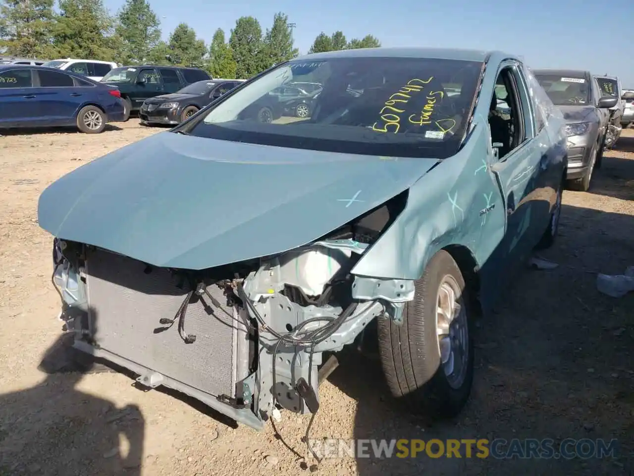 2 Photograph of a damaged car JTDKARFU6K3088137 TOYOTA PRIUS 2019