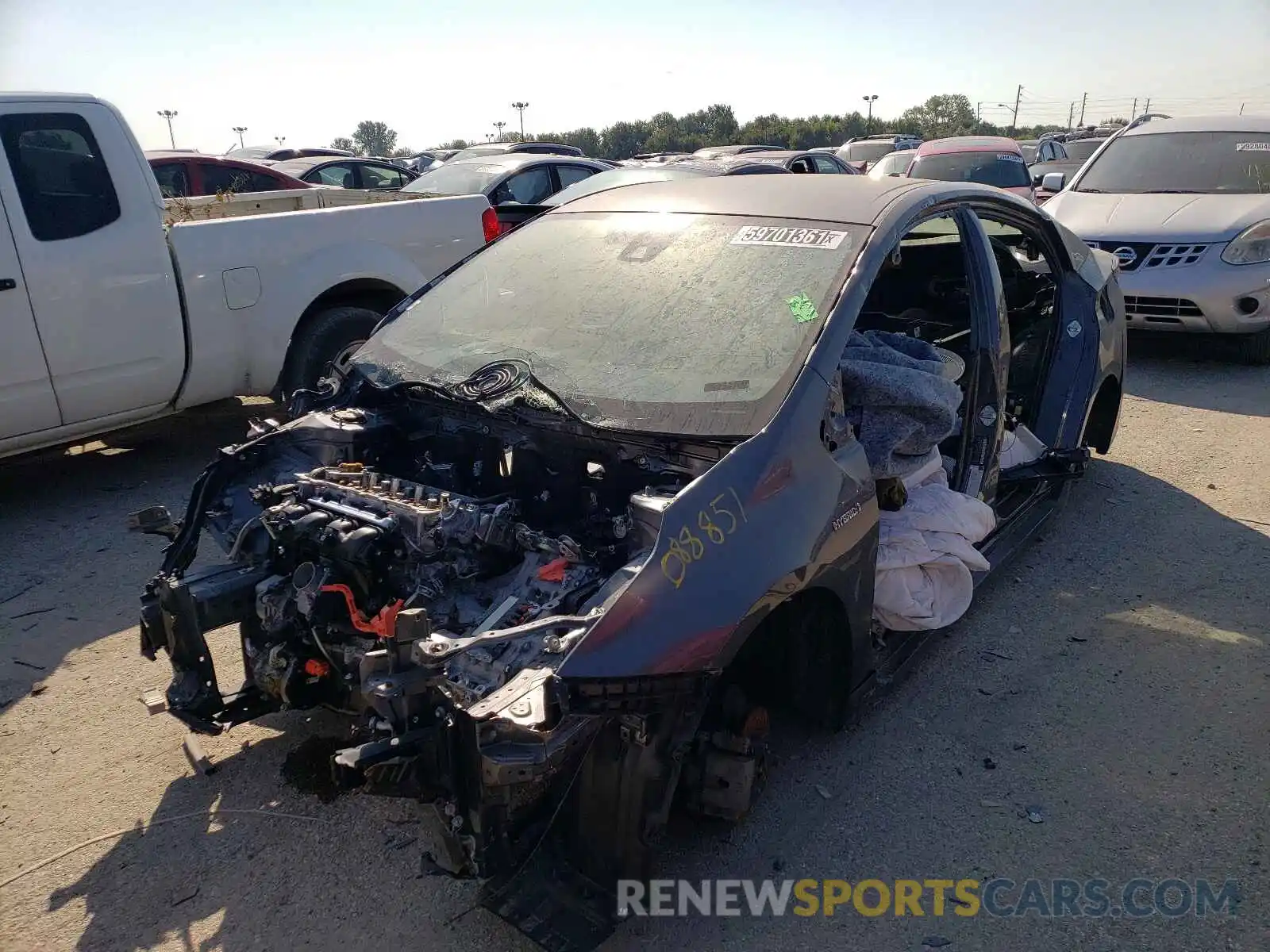 2 Photograph of a damaged car JTDKARFU6K3088851 TOYOTA PRIUS 2019