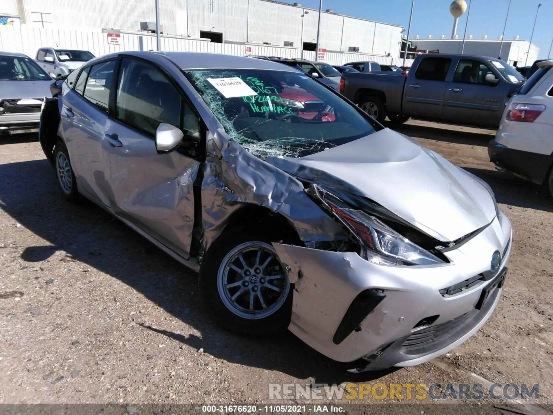 1 Photograph of a damaged car JTDKARFU6K3093547 TOYOTA PRIUS 2019