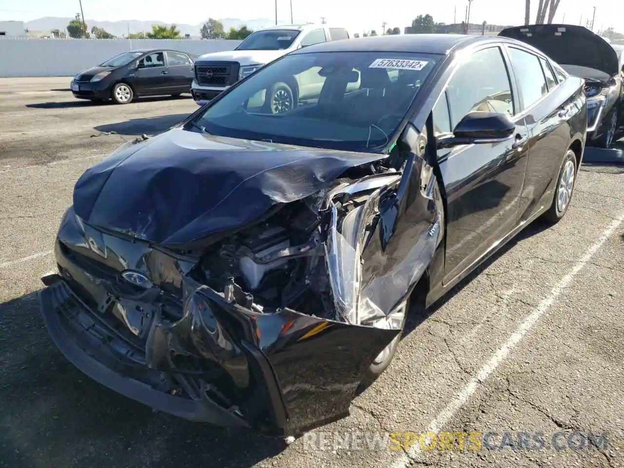 2 Photograph of a damaged car JTDKARFU6K3095234 TOYOTA PRIUS 2019