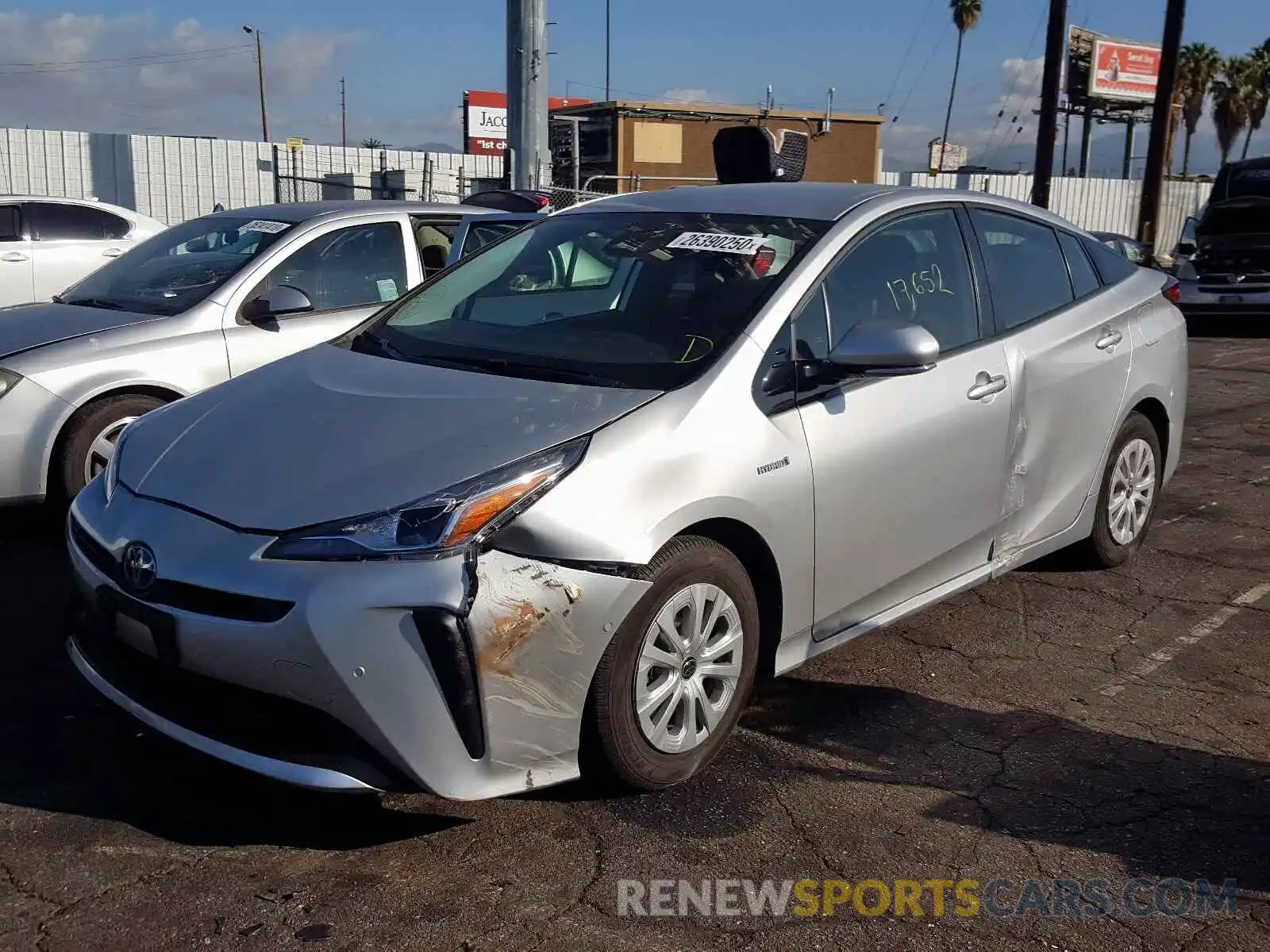 2 Photograph of a damaged car JTDKARFU6K3097095 TOYOTA PRIUS 2019