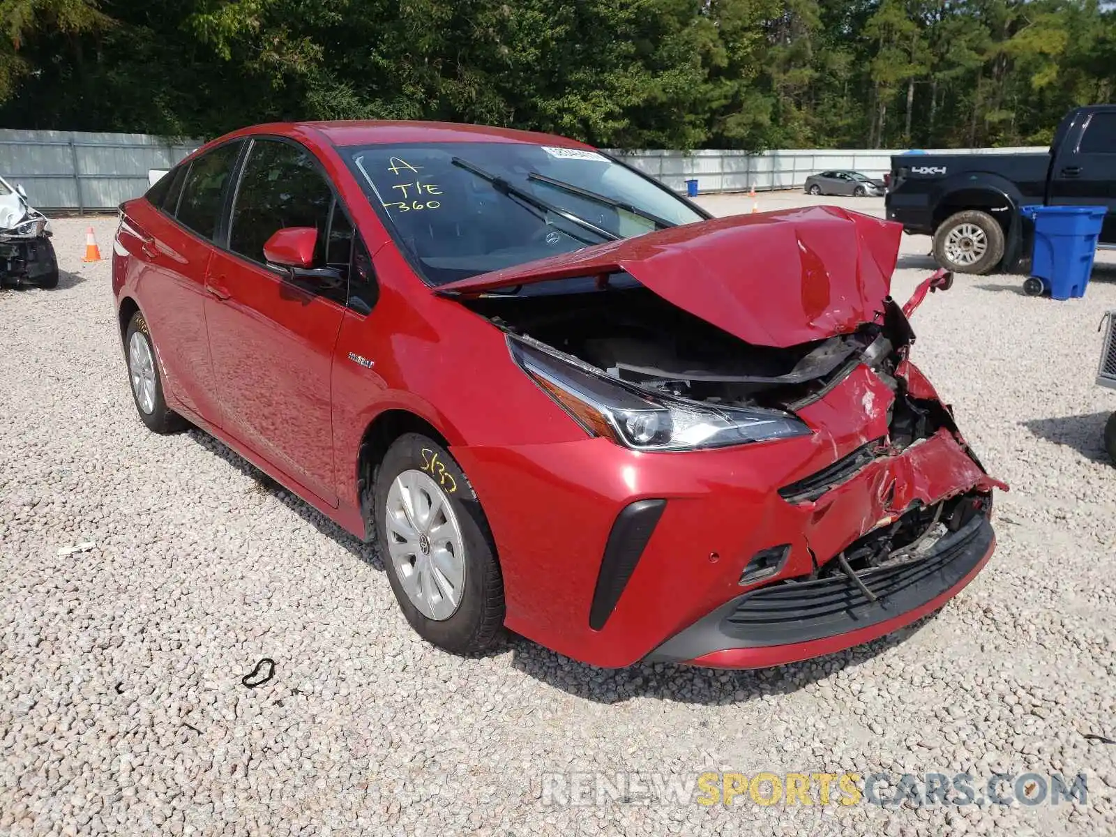 1 Photograph of a damaged car JTDKARFU6K3097663 TOYOTA PRIUS 2019