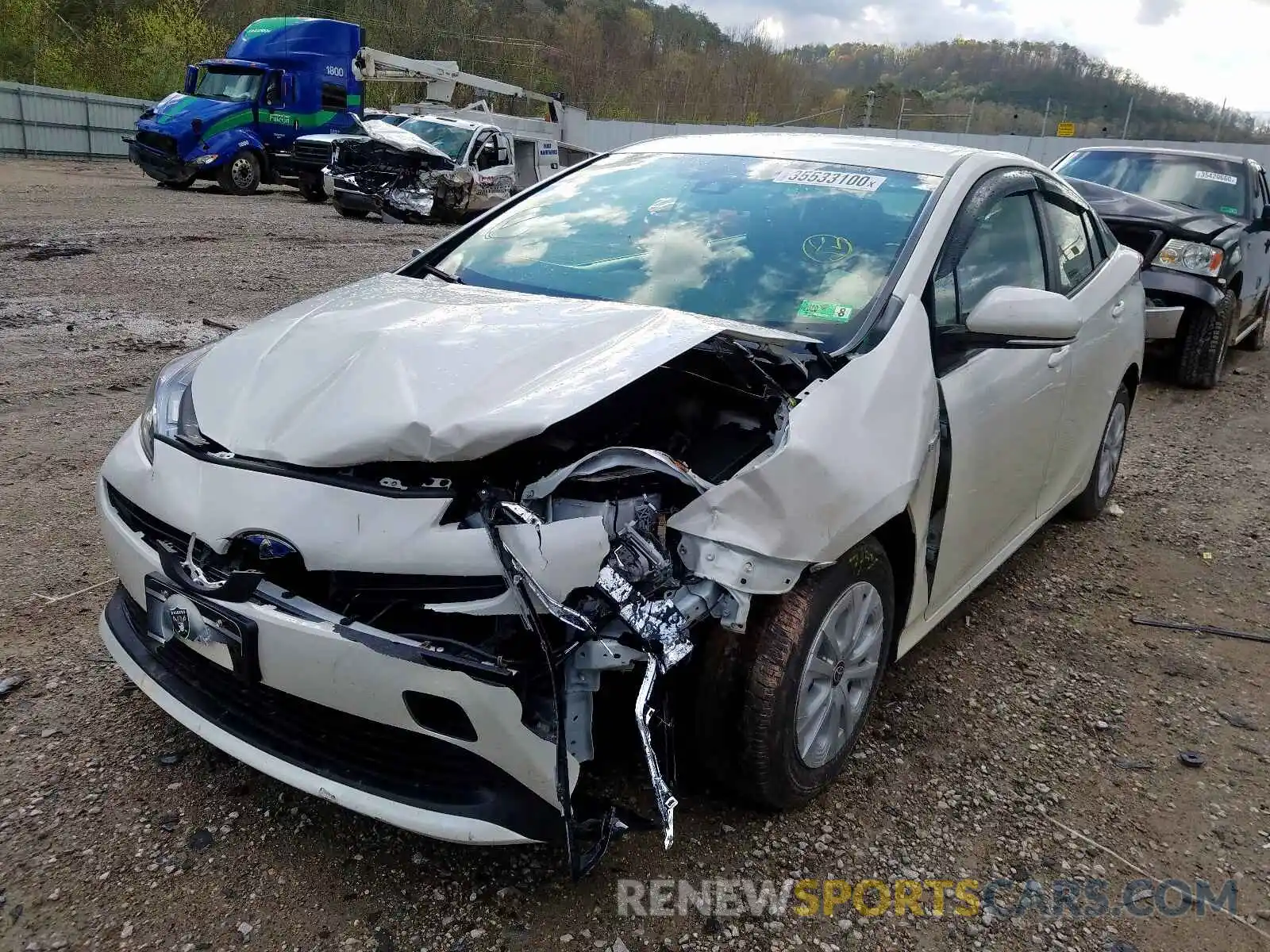 2 Photograph of a damaged car JTDKARFU6K3097923 TOYOTA PRIUS 2019