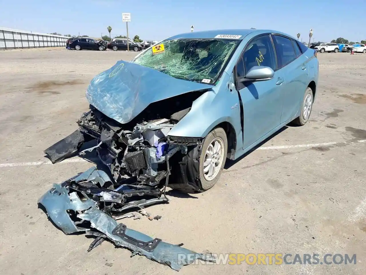 2 Photograph of a damaged car JTDKARFU6K3098618 TOYOTA PRIUS 2019