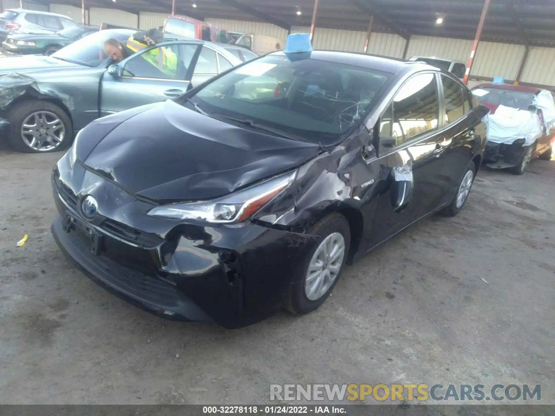 2 Photograph of a damaged car JTDKARFU6K3101095 TOYOTA PRIUS 2019