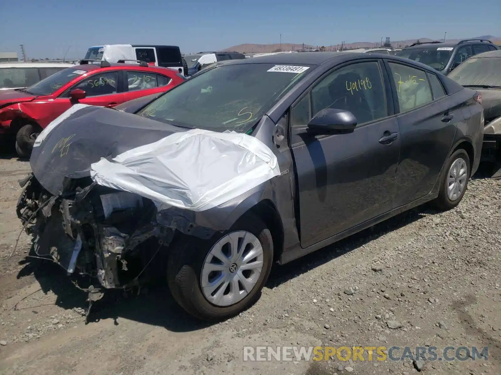 2 Photograph of a damaged car JTDKARFU6K3101937 TOYOTA PRIUS 2019