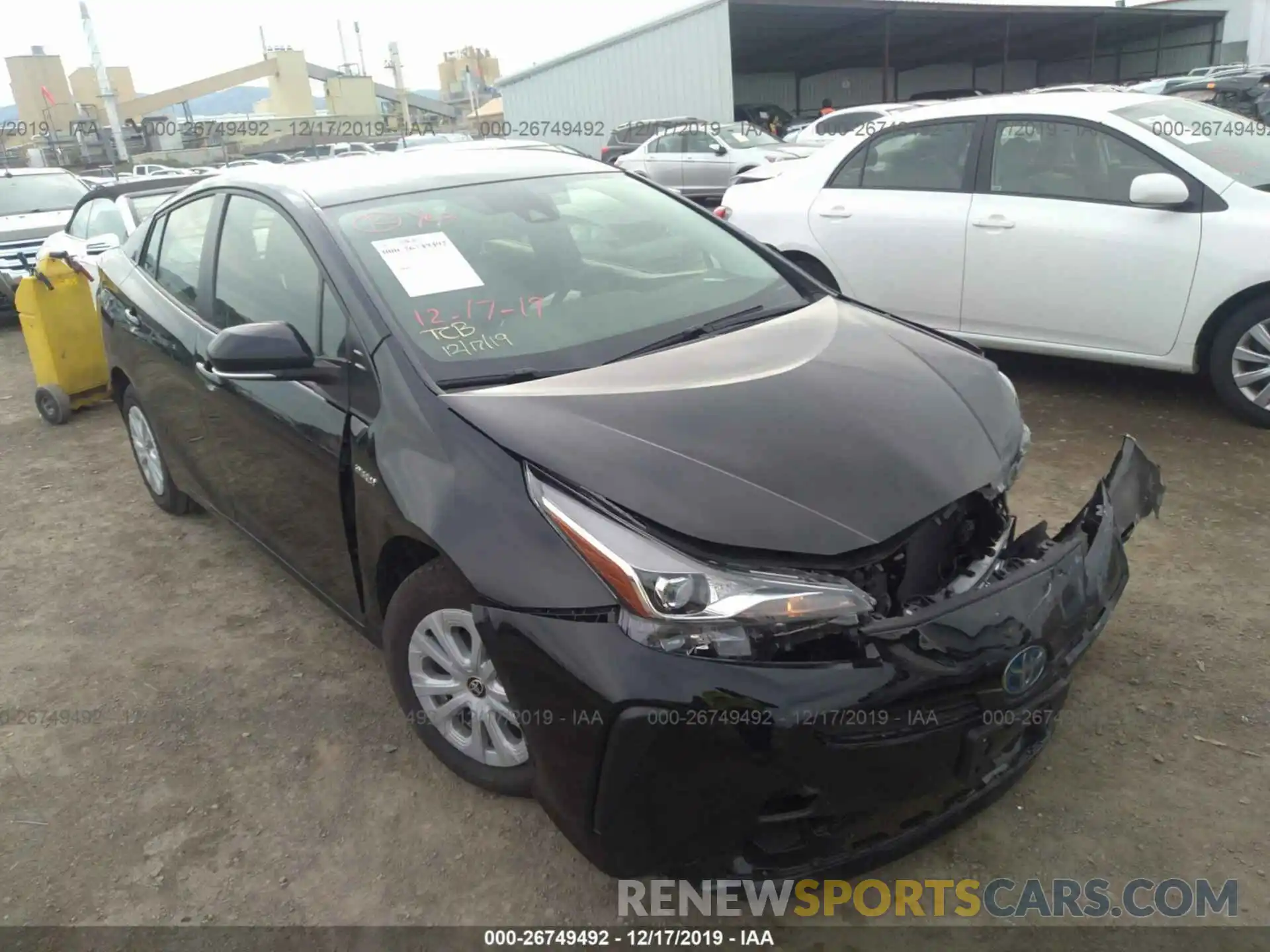 1 Photograph of a damaged car JTDKARFU7K3075395 TOYOTA PRIUS 2019