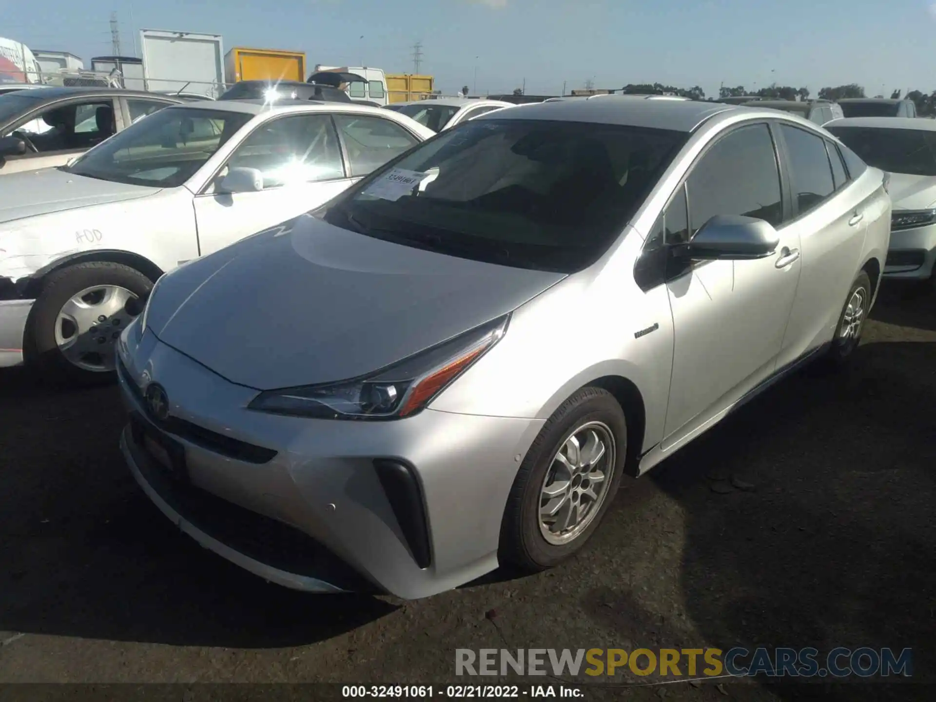 2 Photograph of a damaged car JTDKARFU7K3076532 TOYOTA PRIUS 2019