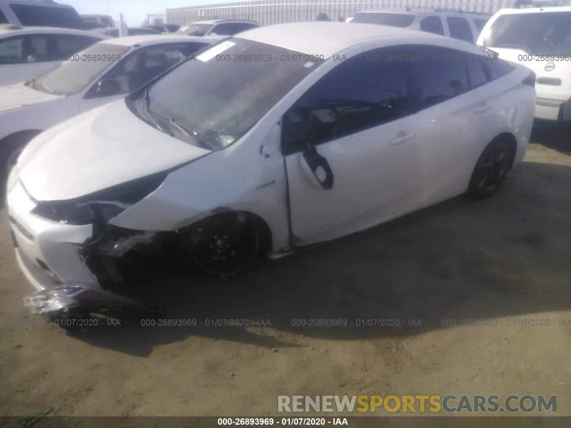 2 Photograph of a damaged car JTDKARFU7K3078474 TOYOTA PRIUS 2019