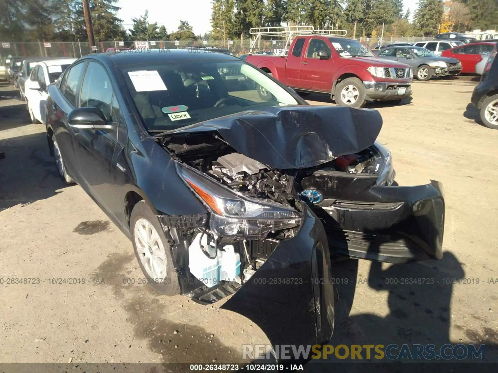 1 Photograph of a damaged car JTDKARFU7K3083027 TOYOTA PRIUS 2019