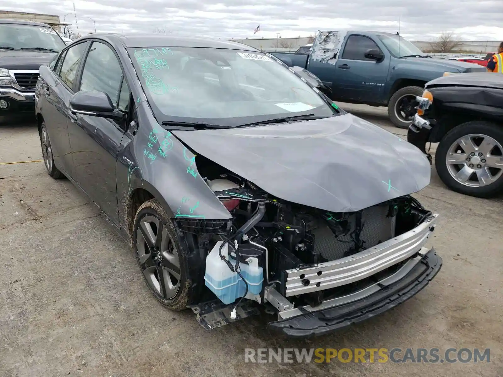 1 Photograph of a damaged car JTDKARFU7K3083397 TOYOTA PRIUS 2019