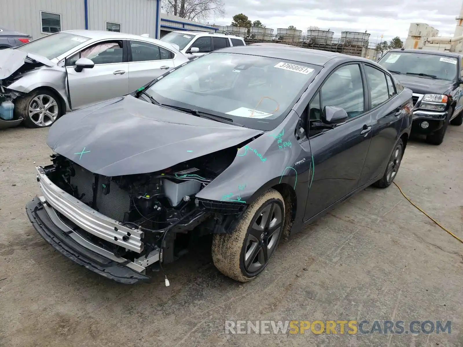 2 Photograph of a damaged car JTDKARFU7K3083397 TOYOTA PRIUS 2019