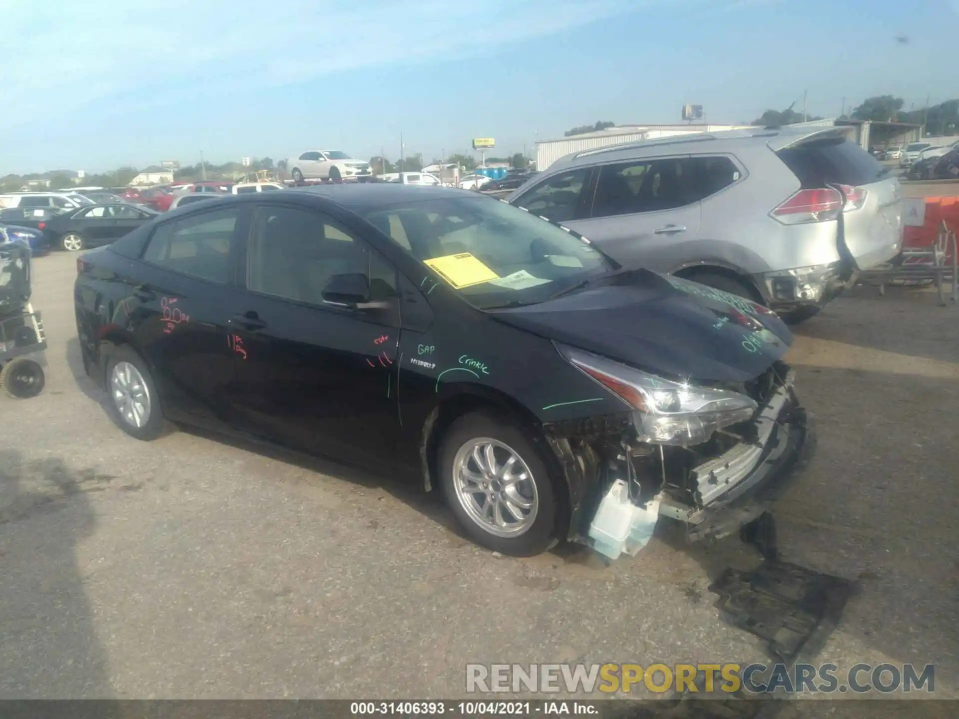 1 Photograph of a damaged car JTDKARFU7K3084114 TOYOTA PRIUS 2019