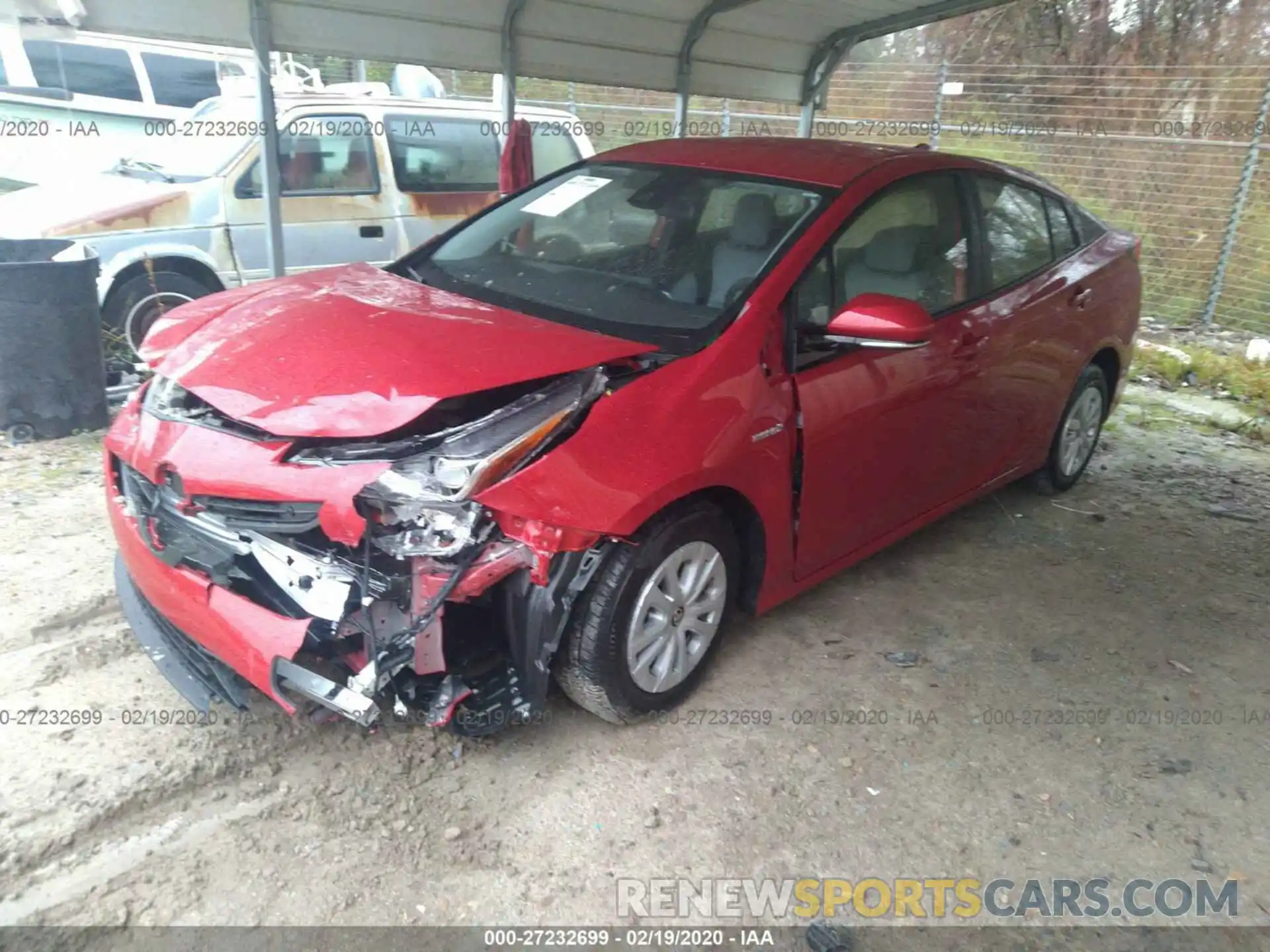 2 Photograph of a damaged car JTDKARFU7K3084291 TOYOTA PRIUS 2019