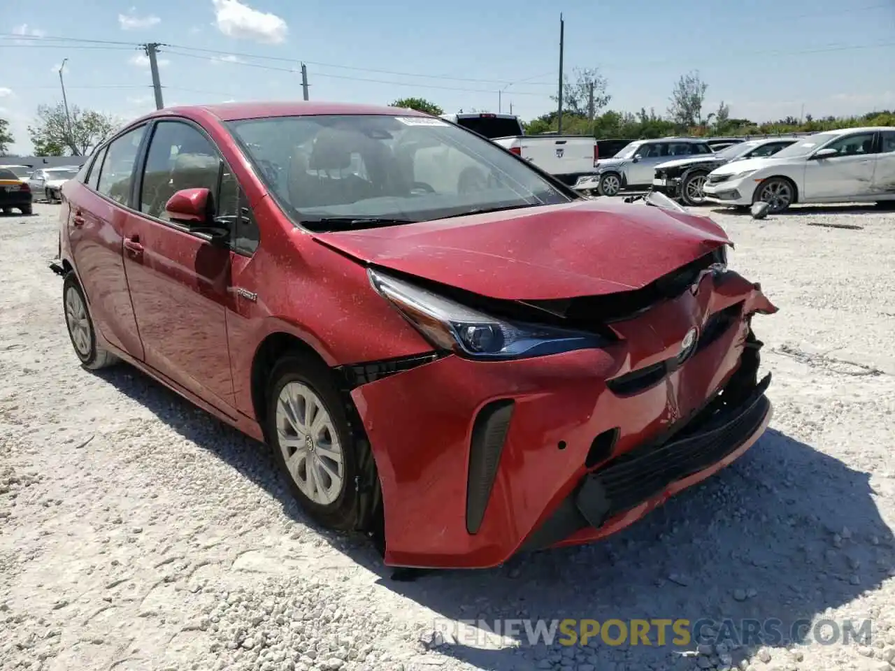 1 Photograph of a damaged car JTDKARFU7K3084937 TOYOTA PRIUS 2019