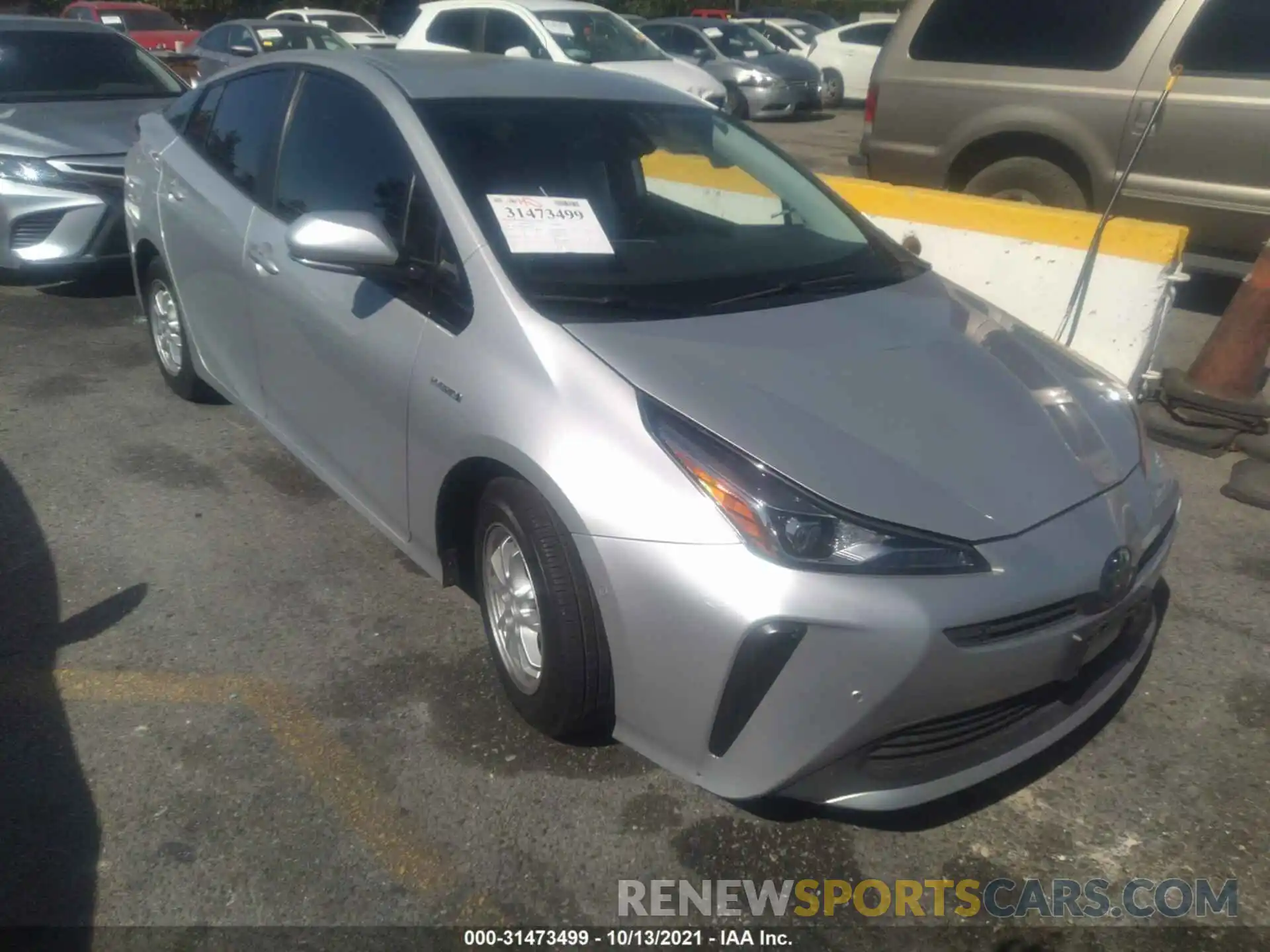 1 Photograph of a damaged car JTDKARFU7K3085599 TOYOTA PRIUS 2019