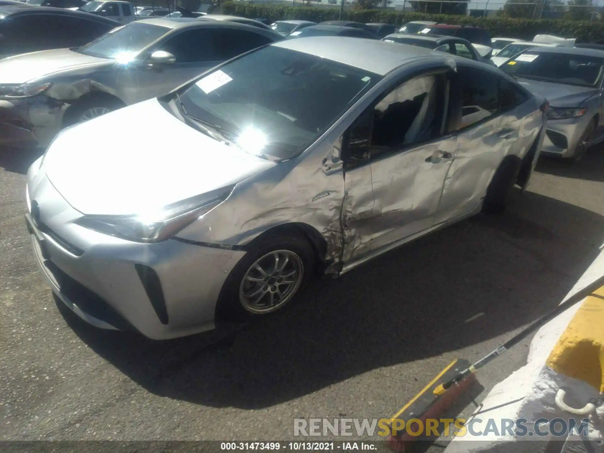 2 Photograph of a damaged car JTDKARFU7K3085599 TOYOTA PRIUS 2019