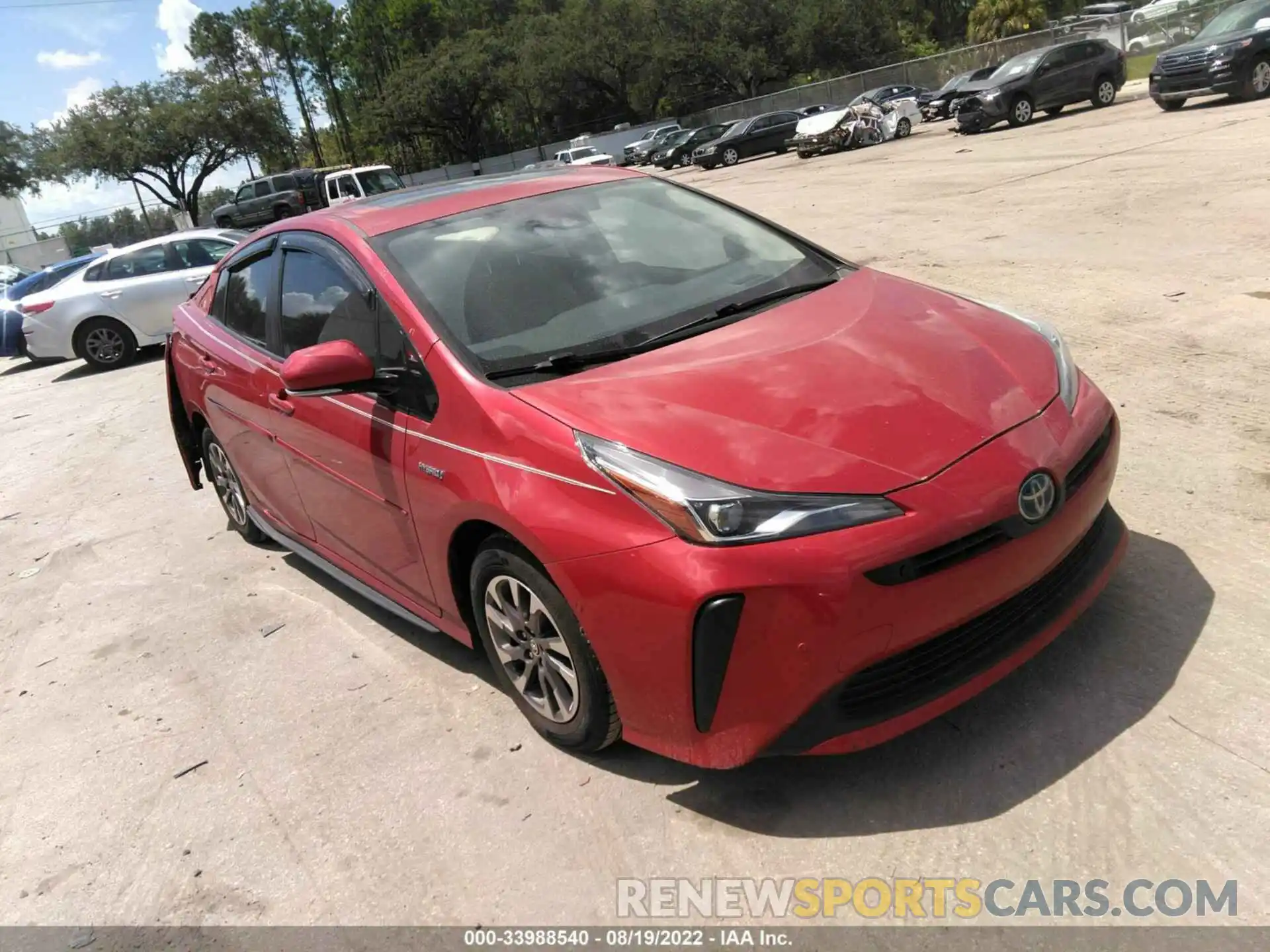 1 Photograph of a damaged car JTDKARFU7K3086915 TOYOTA PRIUS 2019