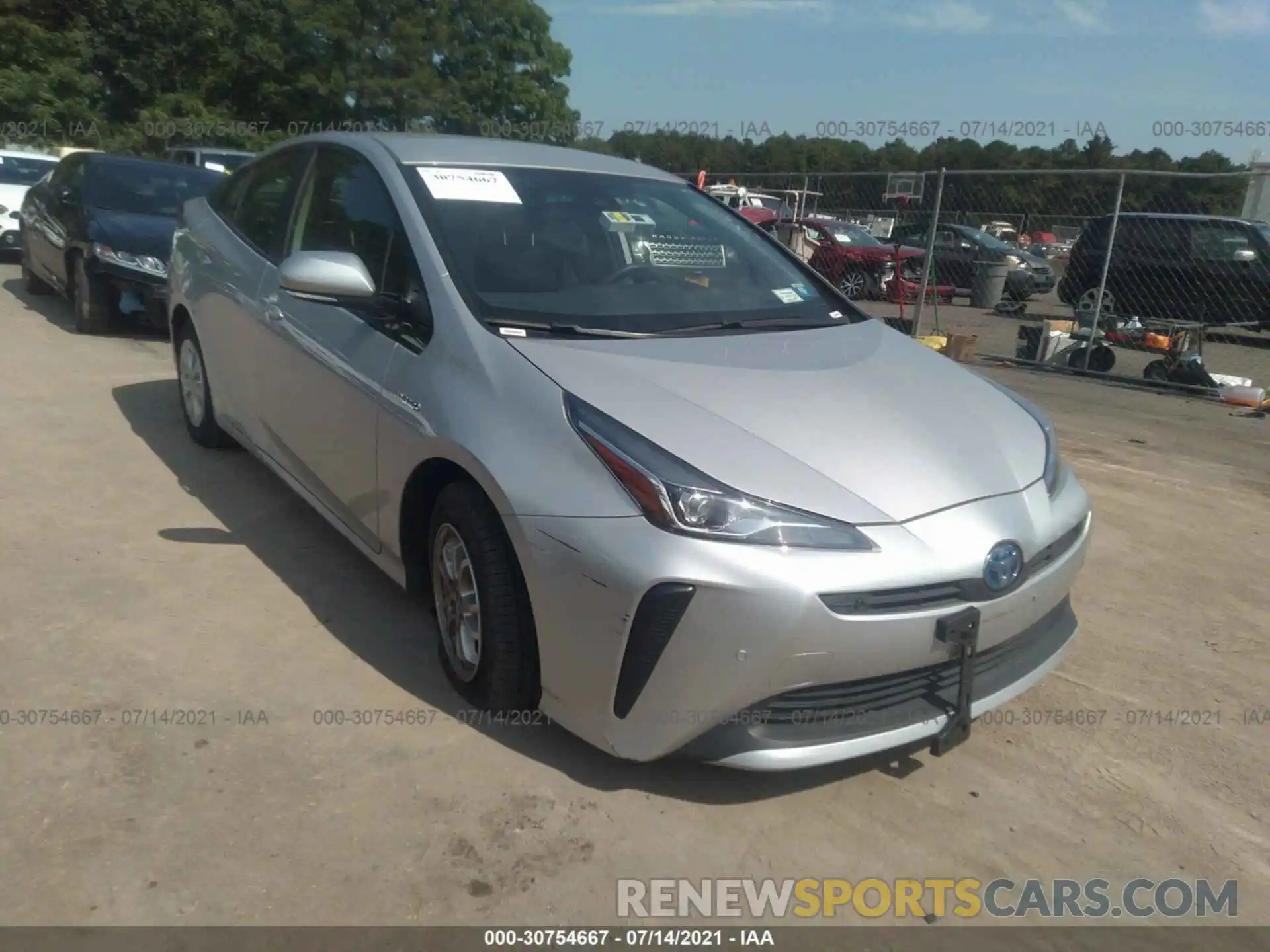 1 Photograph of a damaged car JTDKARFU7K3087496 TOYOTA PRIUS 2019