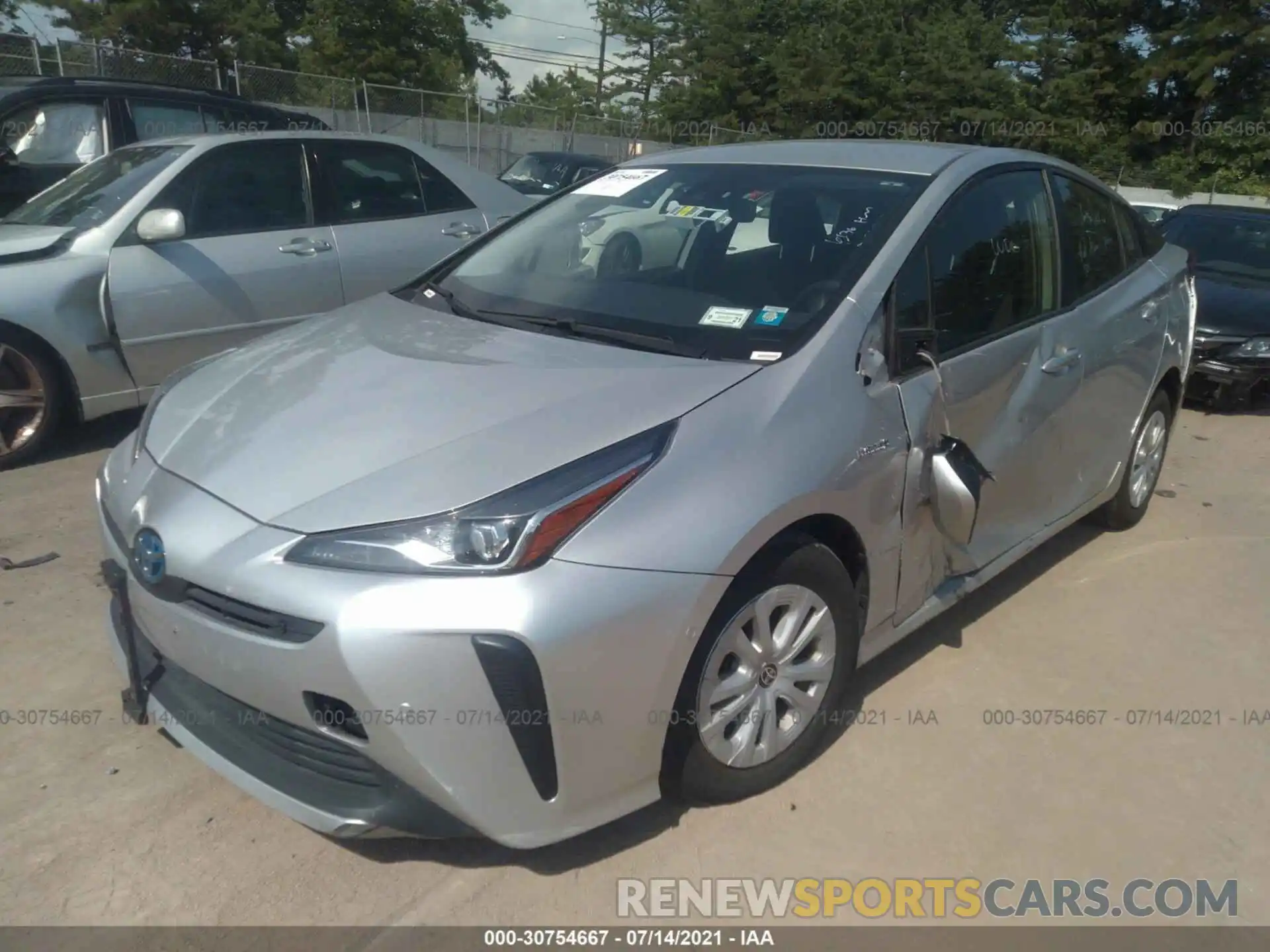 2 Photograph of a damaged car JTDKARFU7K3087496 TOYOTA PRIUS 2019