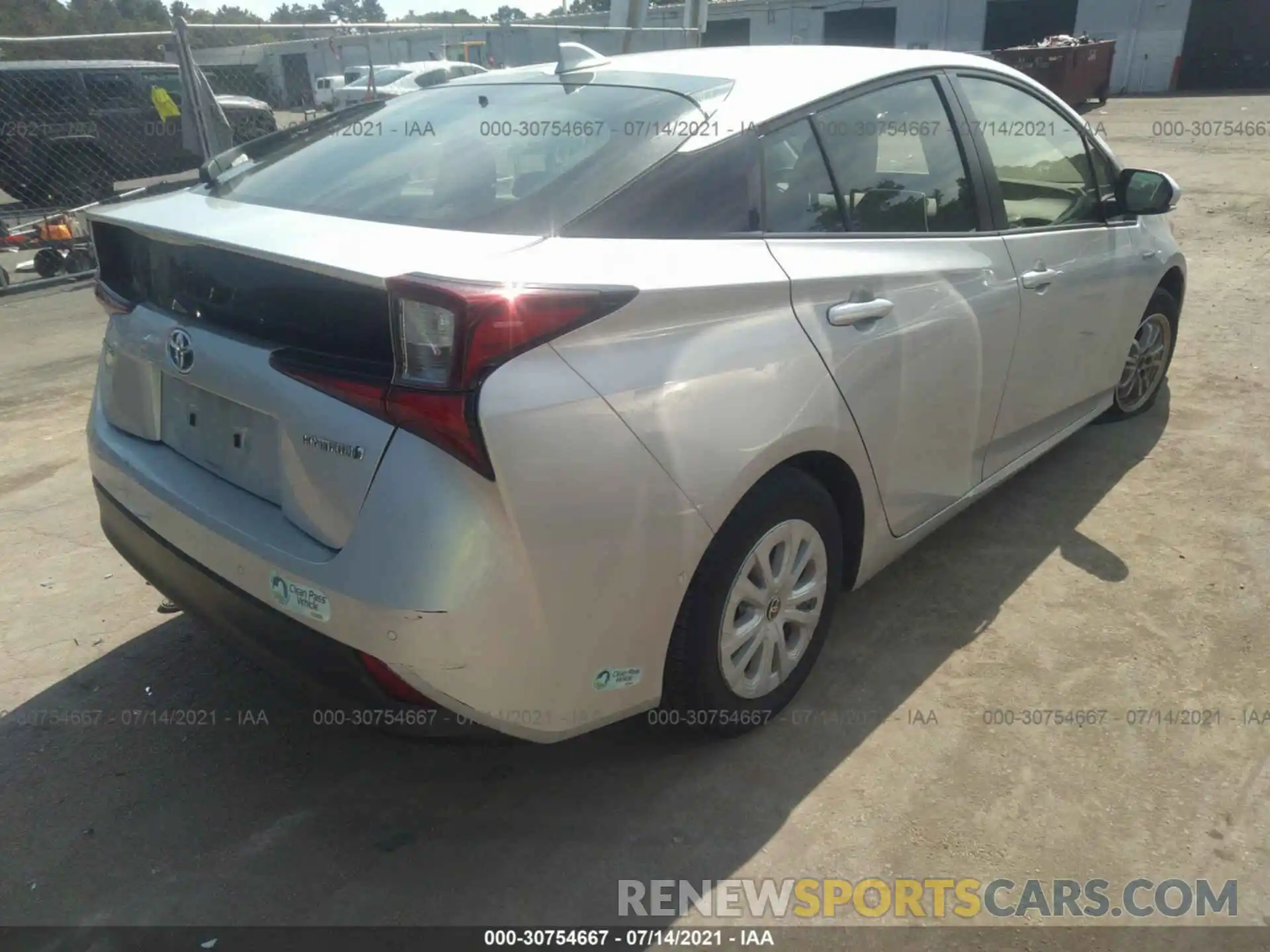 4 Photograph of a damaged car JTDKARFU7K3087496 TOYOTA PRIUS 2019