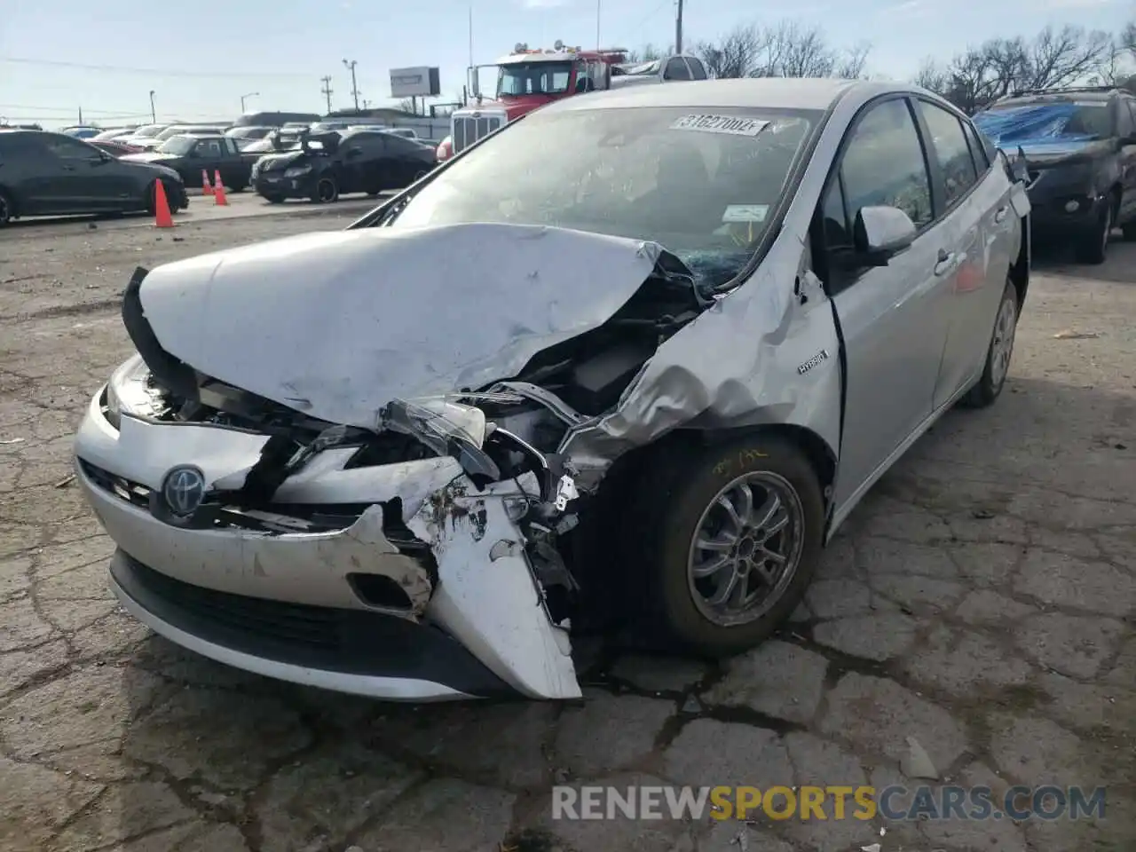 2 Photograph of a damaged car JTDKARFU7K3090186 TOYOTA PRIUS 2019