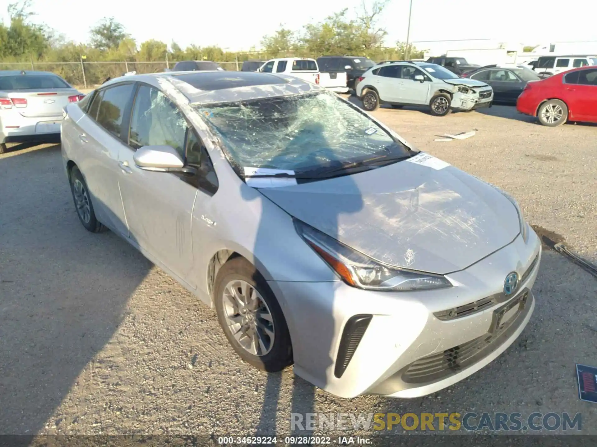 1 Photograph of a damaged car JTDKARFU7K3092293 TOYOTA PRIUS 2019